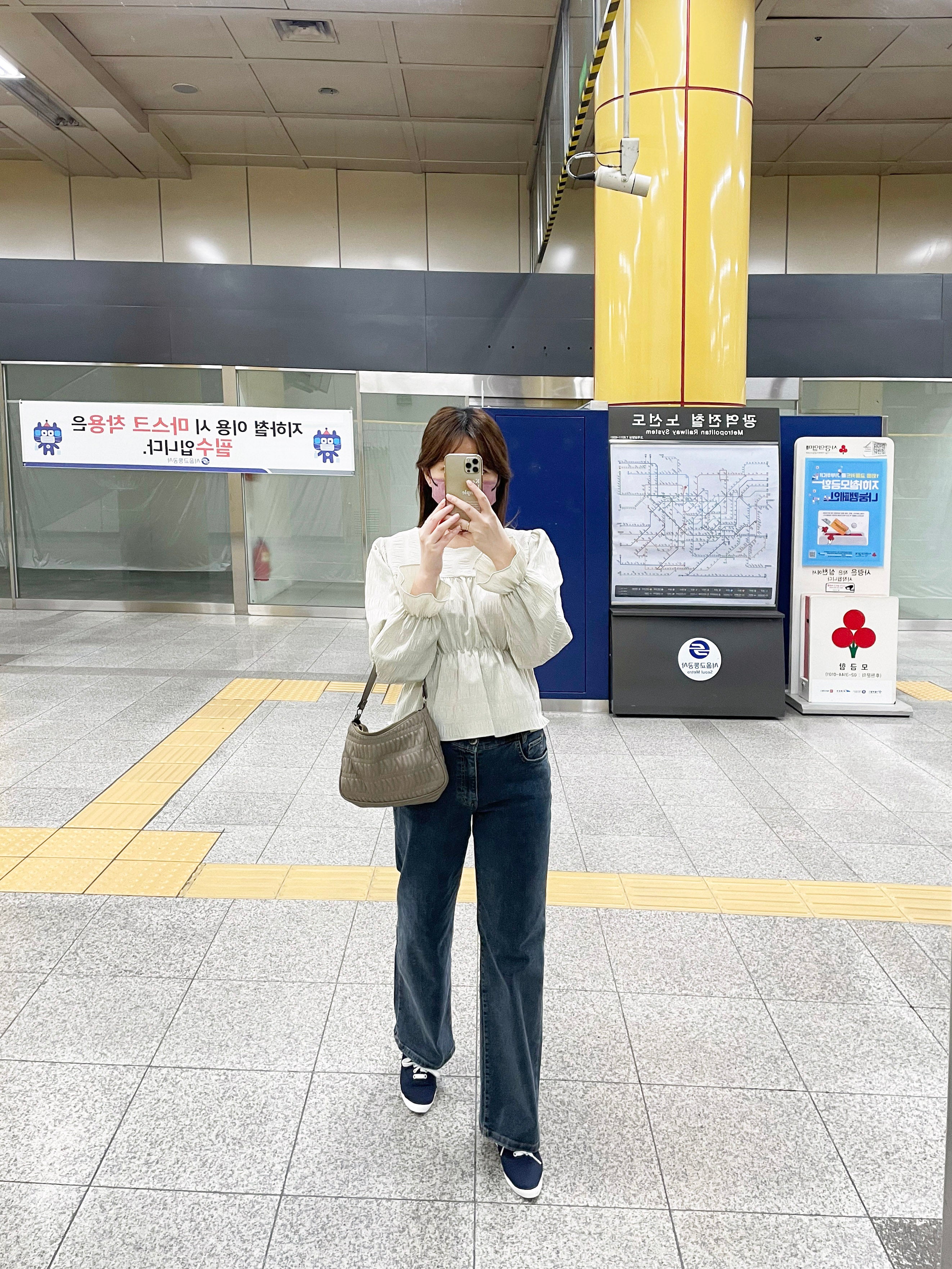 Vintage 復古色全彈性腰側後橡筋直腳, Jeans/ PT8361