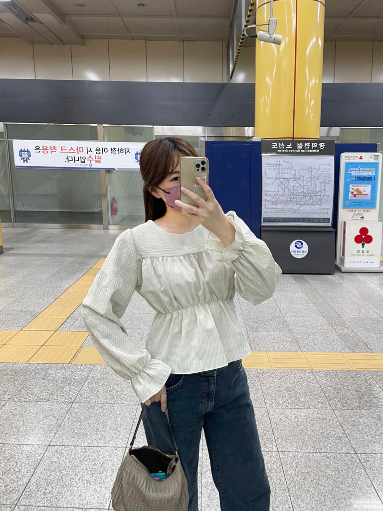 Secret Check 皺條紋暗格橡筋修腰, Blouse/ BU8872 (black sold out)