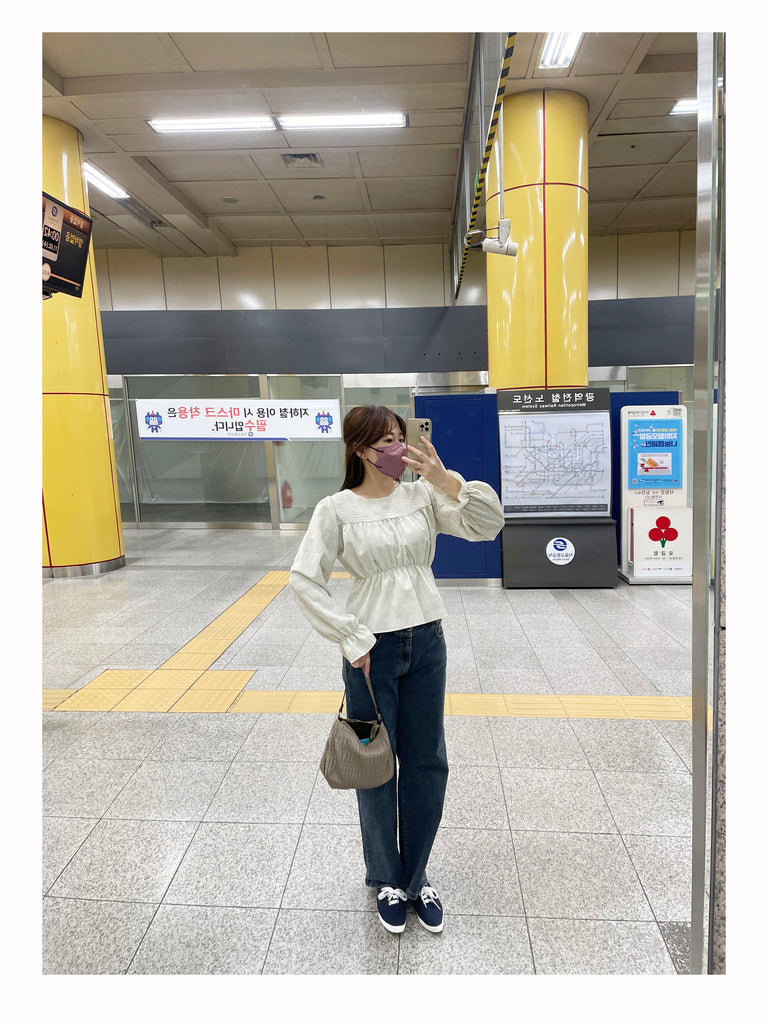 Secret Check 皺條紋暗格橡筋修腰, Blouse/ BU8872 (black sold out)