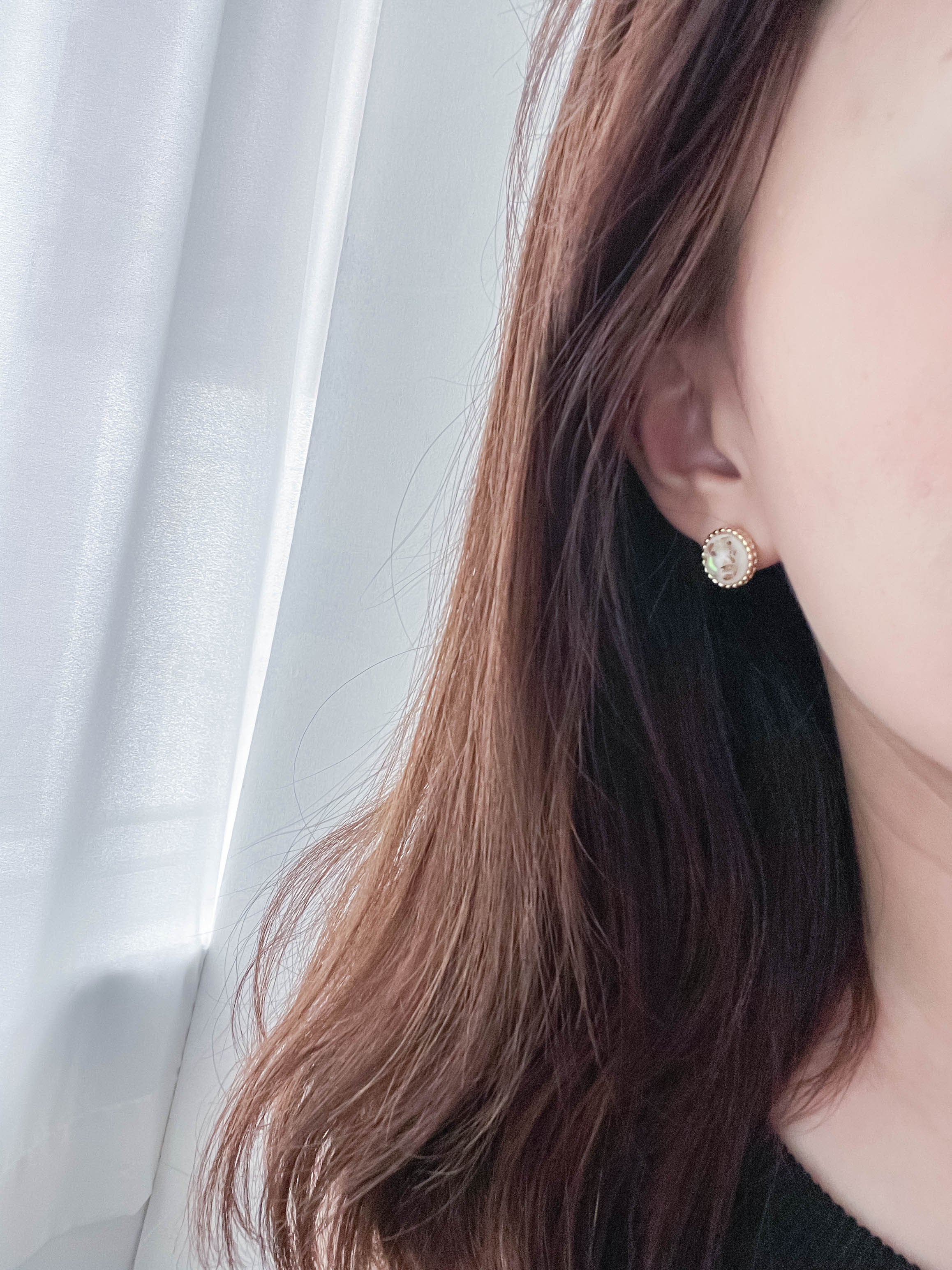 Gold Foil 晶瑩剔透金箔圓形耳環, Earrings/ ER8313