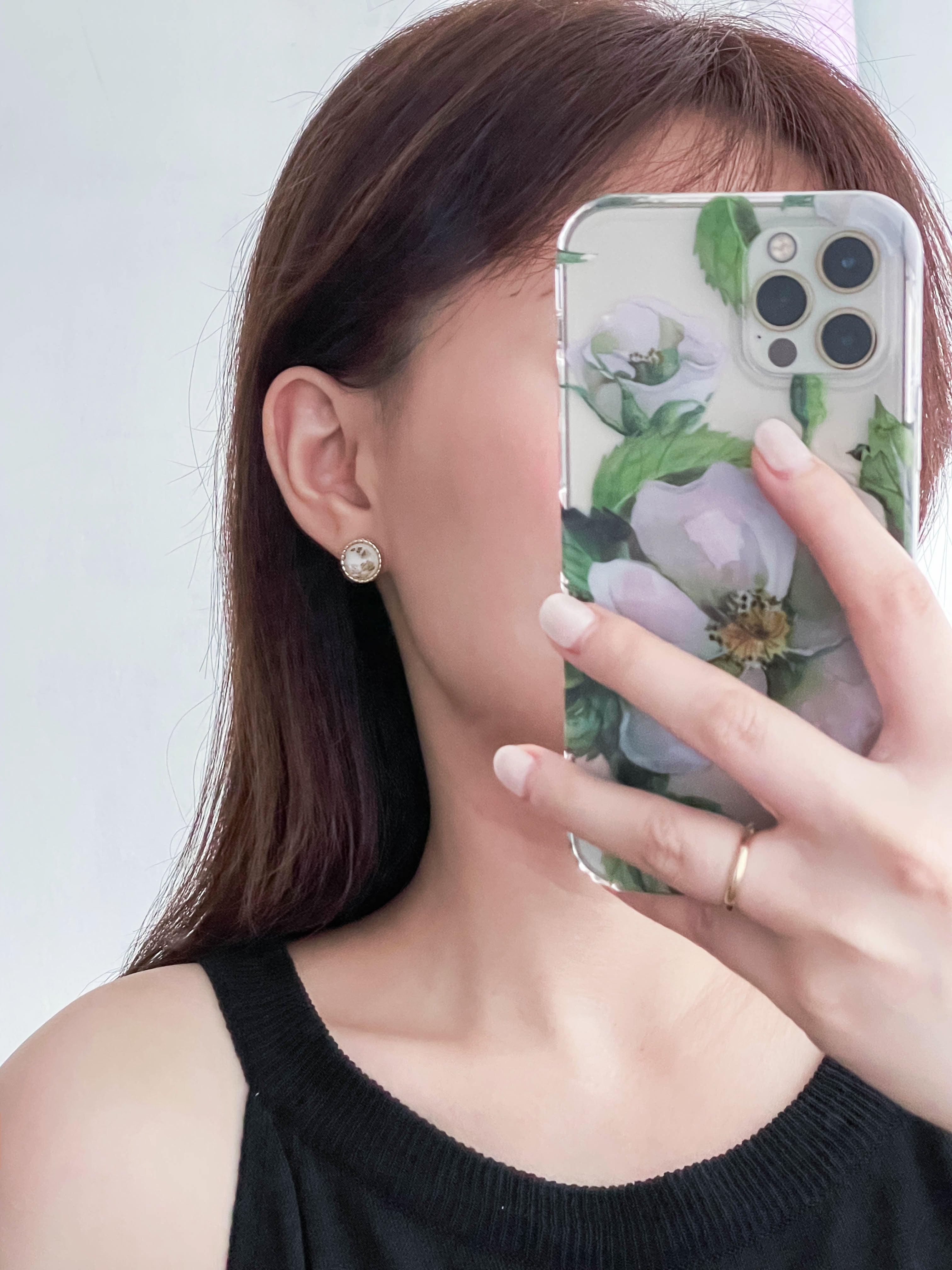 Gold Foil 晶瑩剔透金箔圓形耳環, Earrings/ ER8313