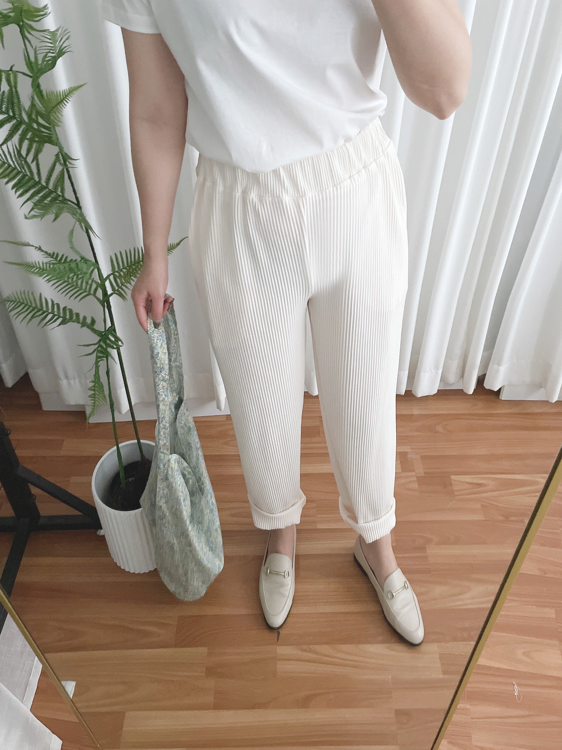 Stripe Carrot 防皺隨性寬鬆坑紋蘿蔔褲, Pants/ PT8377