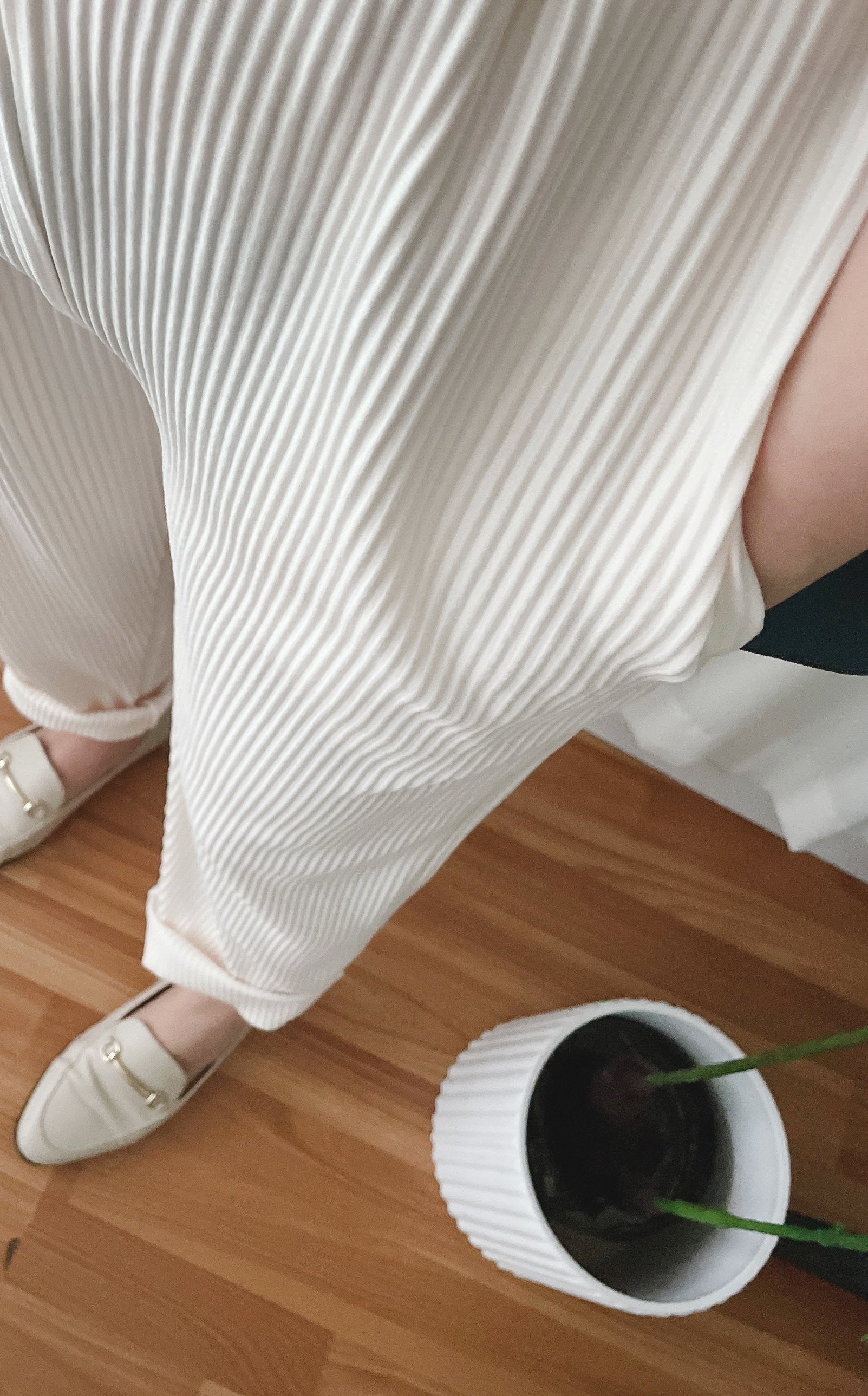 Stripe Carrot 防皺隨性寬鬆坑紋蘿蔔褲, Pants/ PT8377