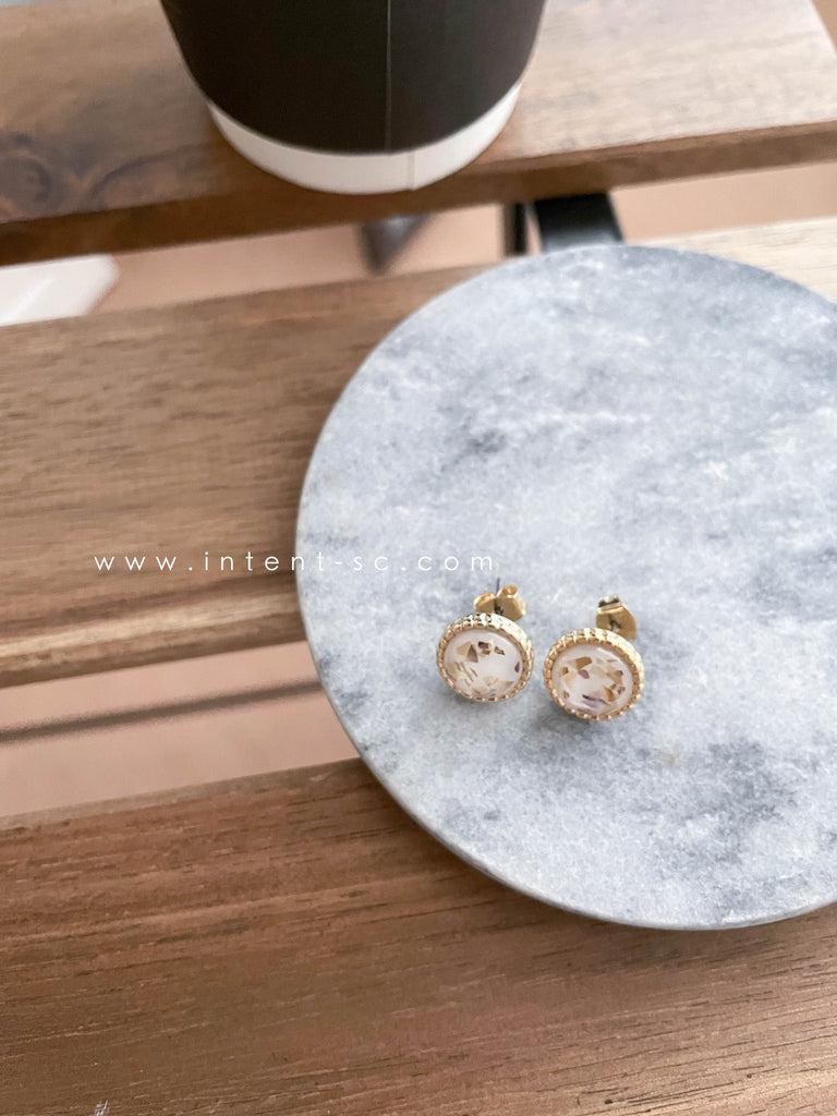 Gold Foil 晶瑩剔透金箔圓形耳環, Earrings/ ER8313