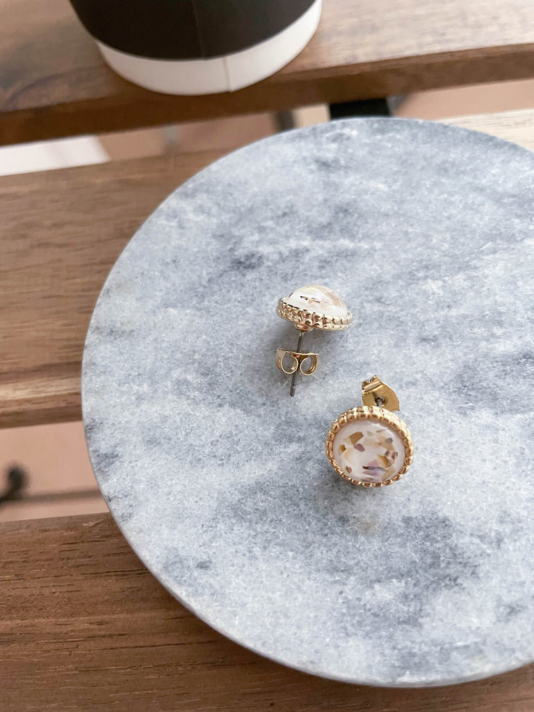 Gold Foil 晶瑩剔透金箔圓形耳環, Earrings/ ER8313