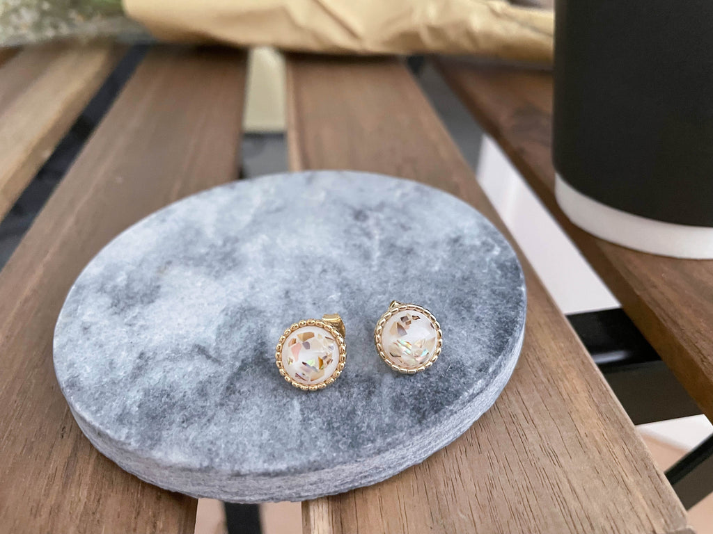 Gold Foil 晶瑩剔透金箔圓形耳環, Earrings/ ER8313