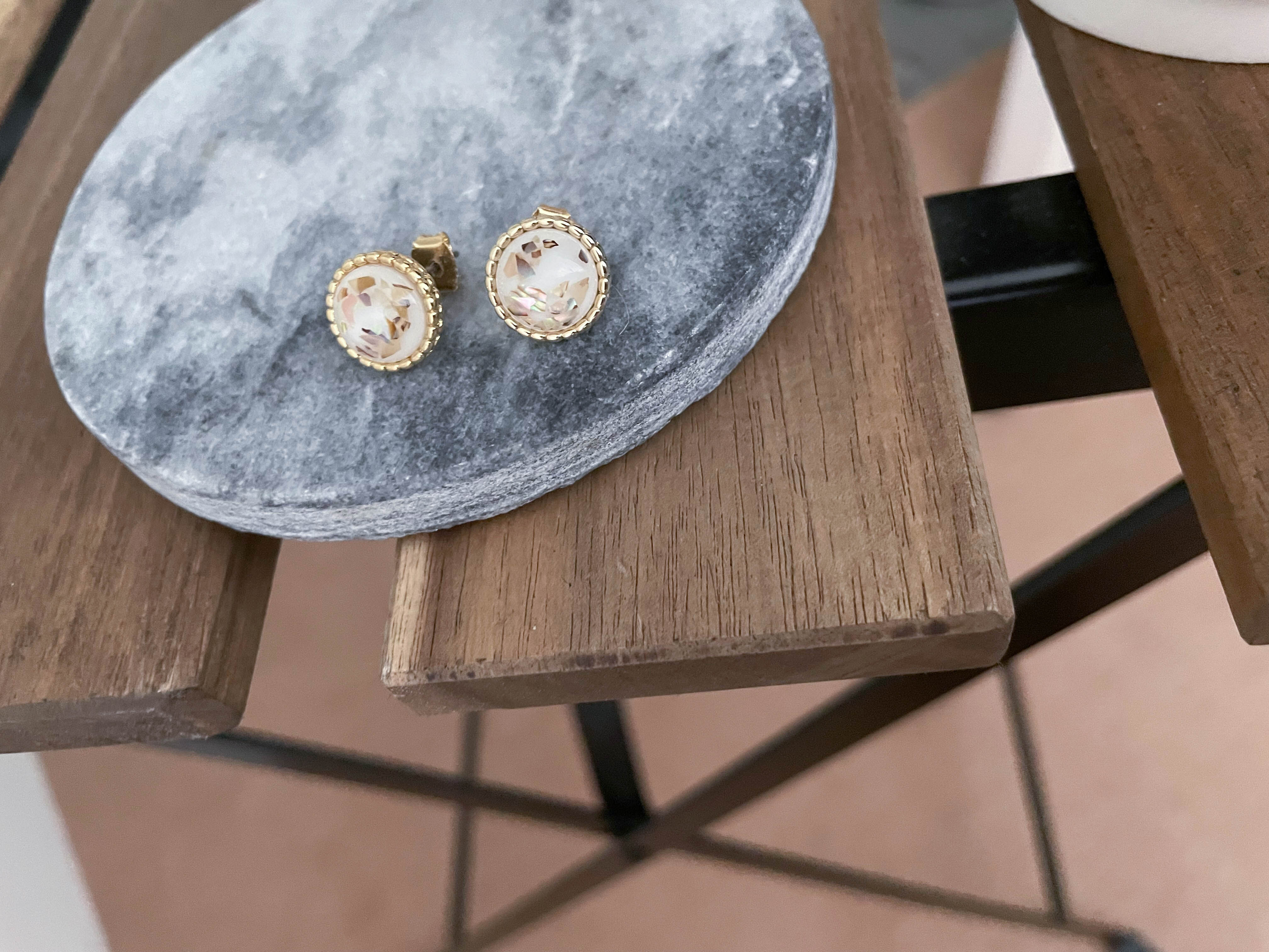 Gold Foil 晶瑩剔透金箔圓形耳環, Earrings/ ER8313