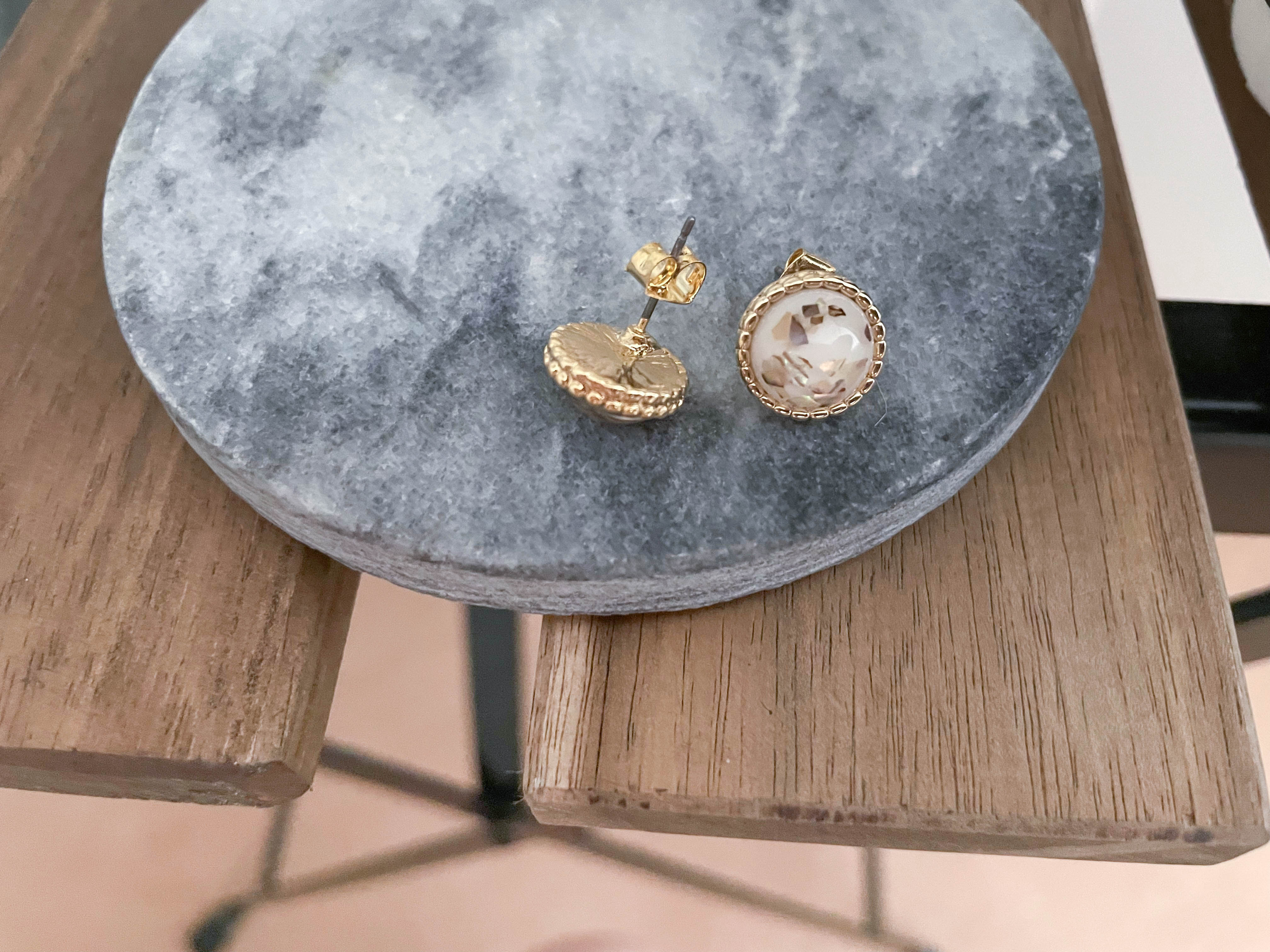 Gold Foil 晶瑩剔透金箔圓形耳環, Earrings/ ER8313