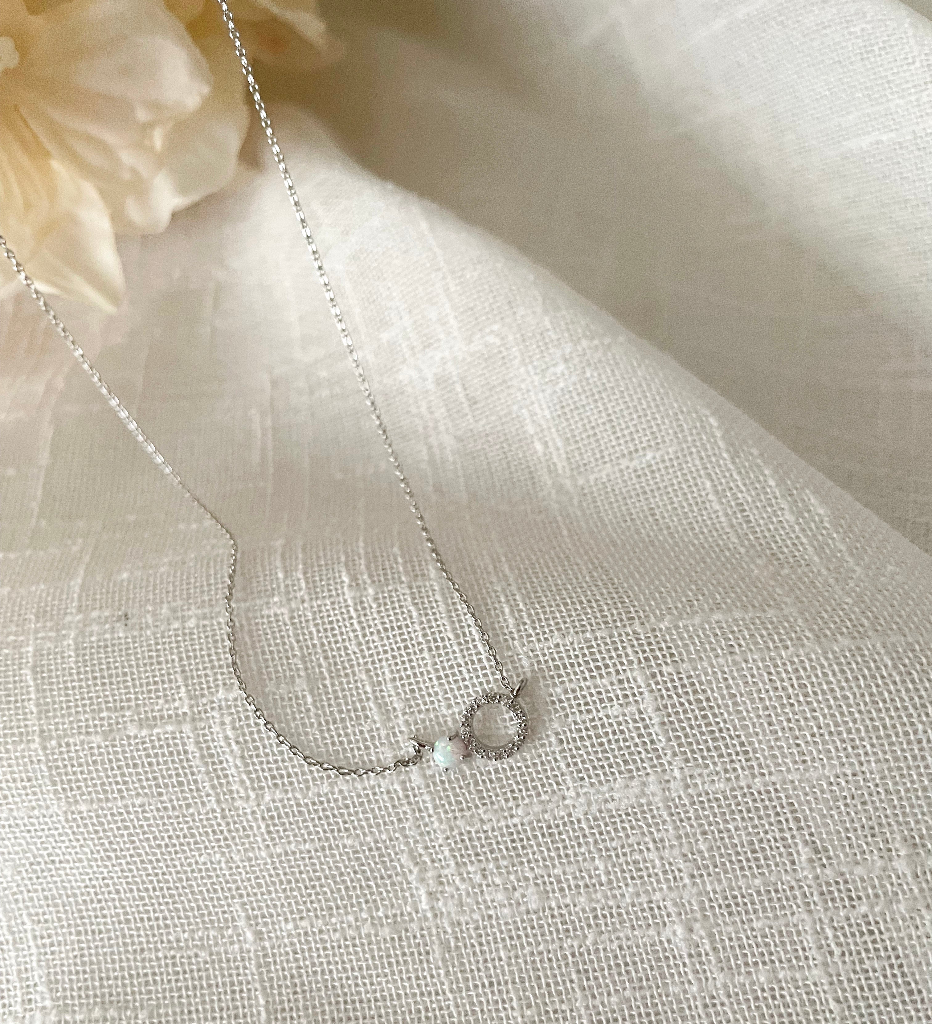 Moon Stone & Oval Crystal, Necklace/ NL8149