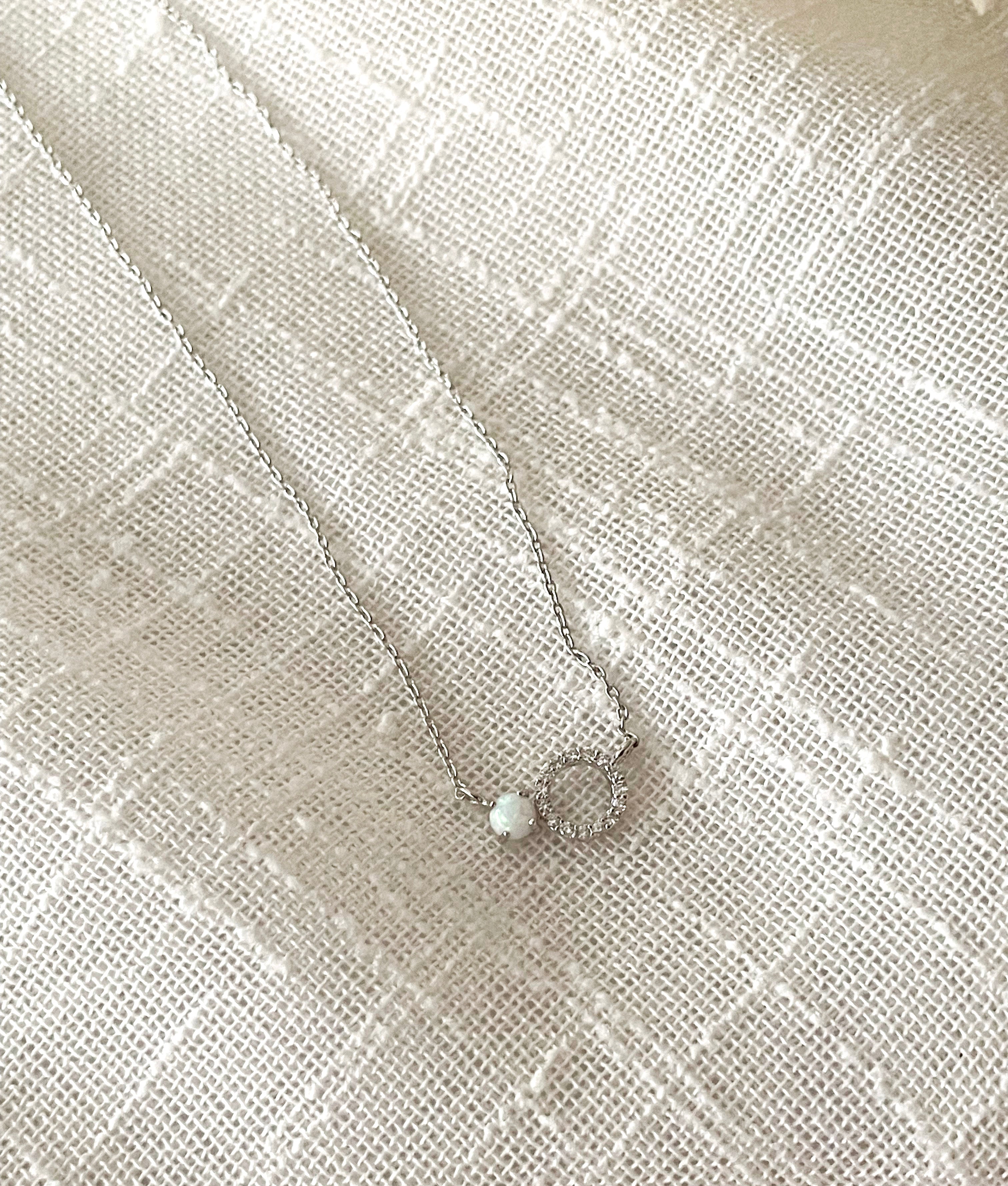 Moon Stone & Oval Crystal, Necklace/ NL8149