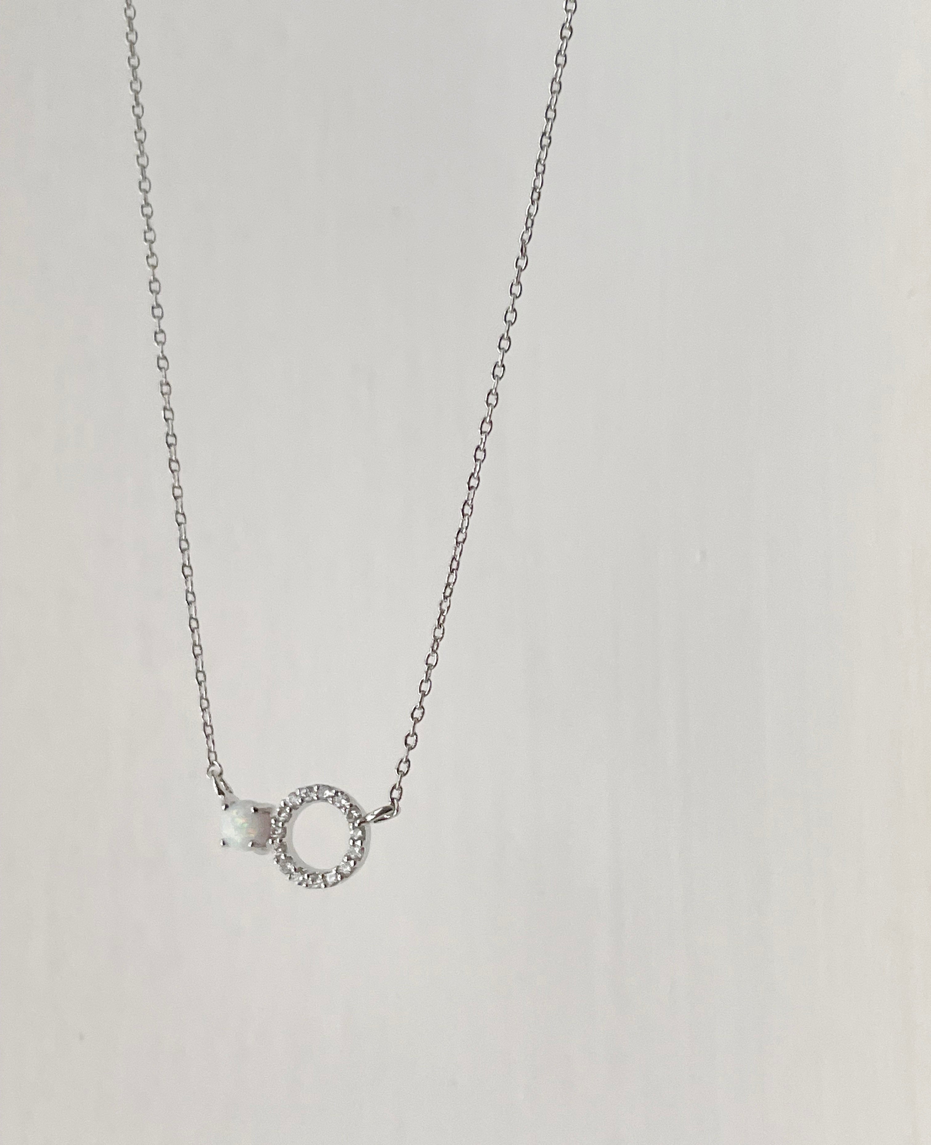 Moon Stone & Oval Crystal, Necklace/ NL8149