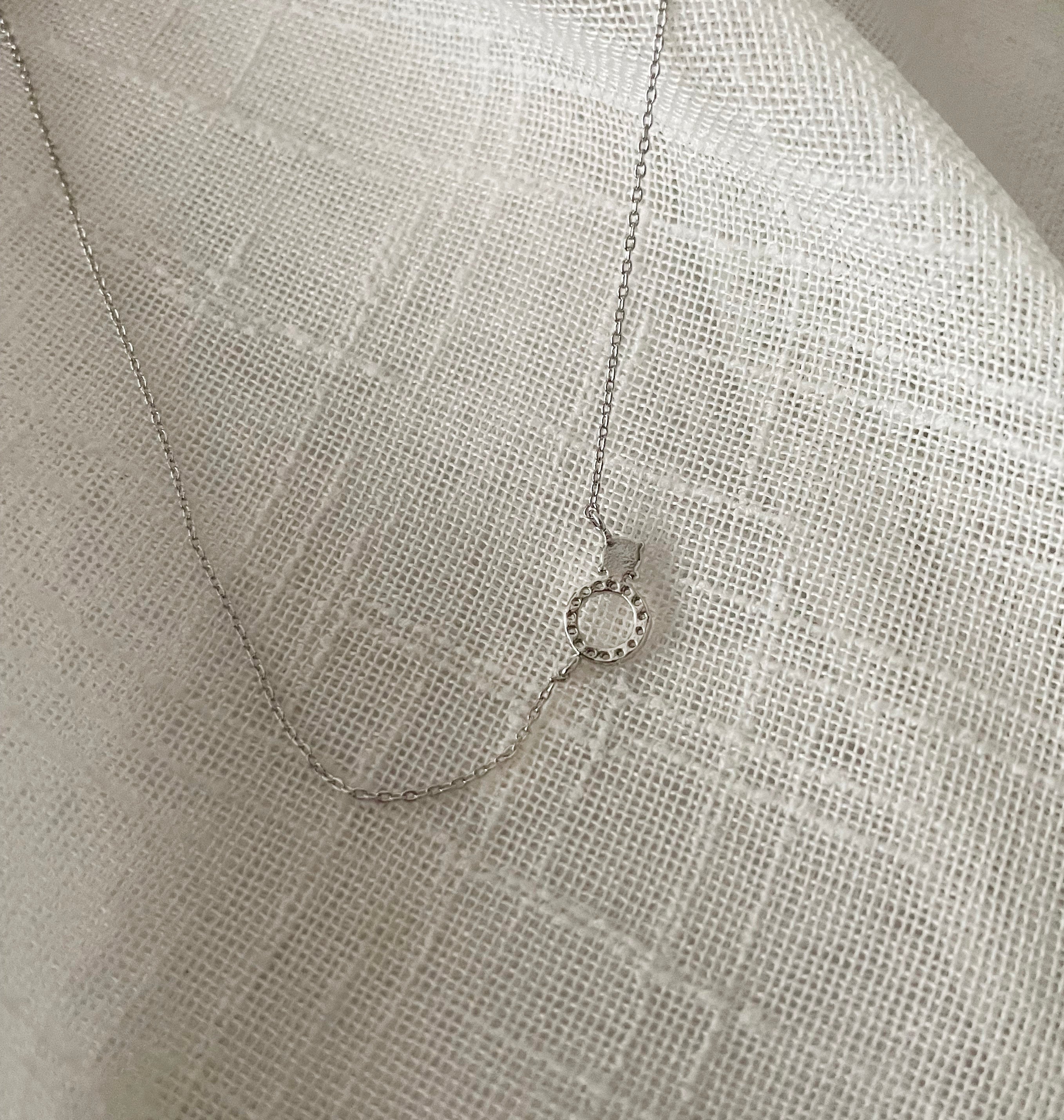 Moon Stone & Oval Crystal, Necklace/ NL8149