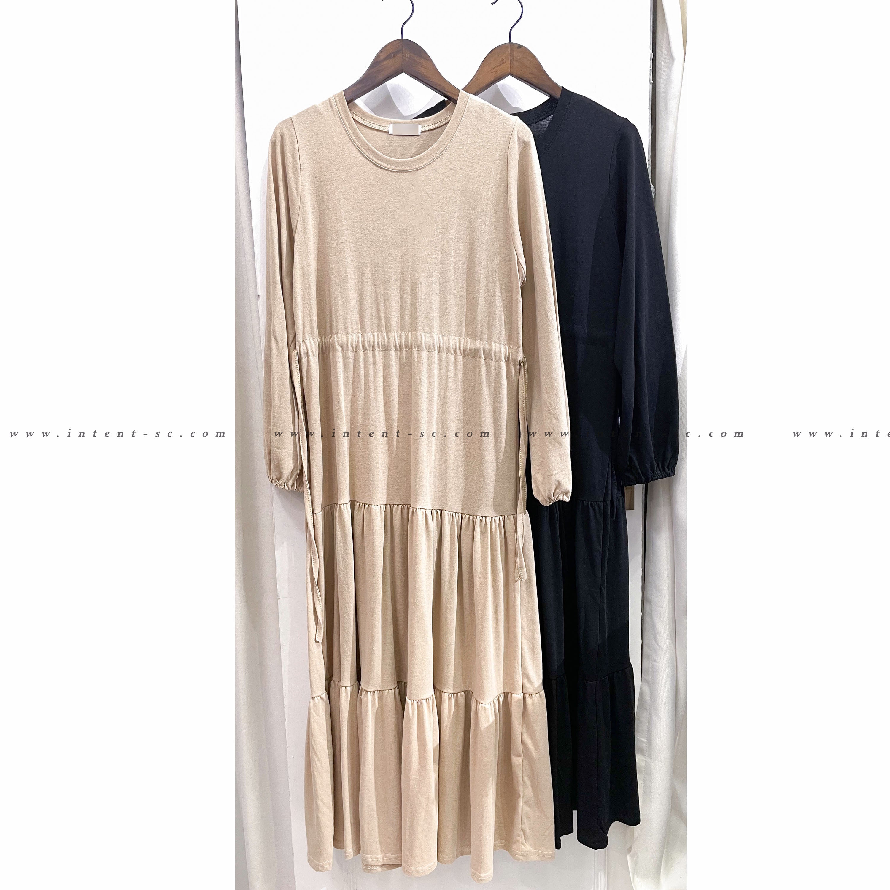 Daily Luv 隨性舒適彈性棉質層次連身裙, Dress/ DS8921
