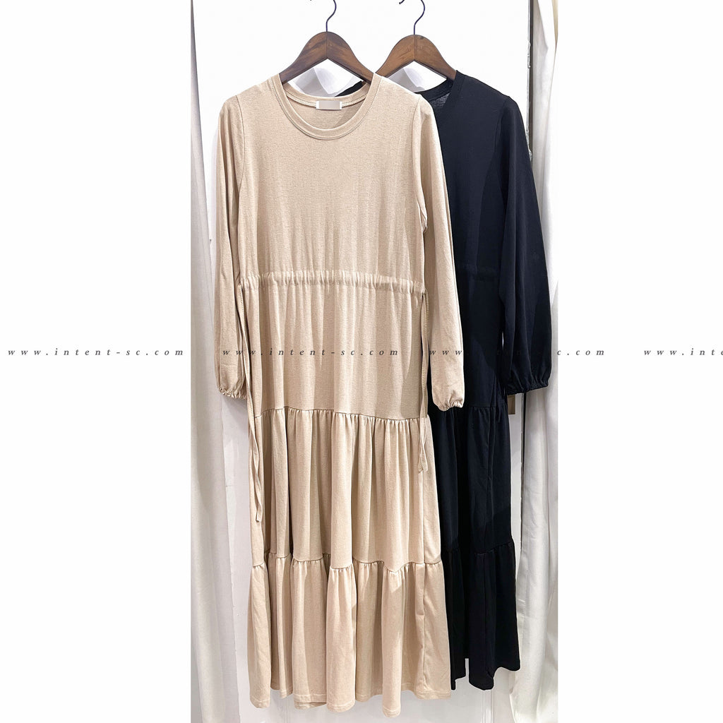 Daily Luv 隨性舒適彈性棉質層次連身裙, Dress/ DS8921