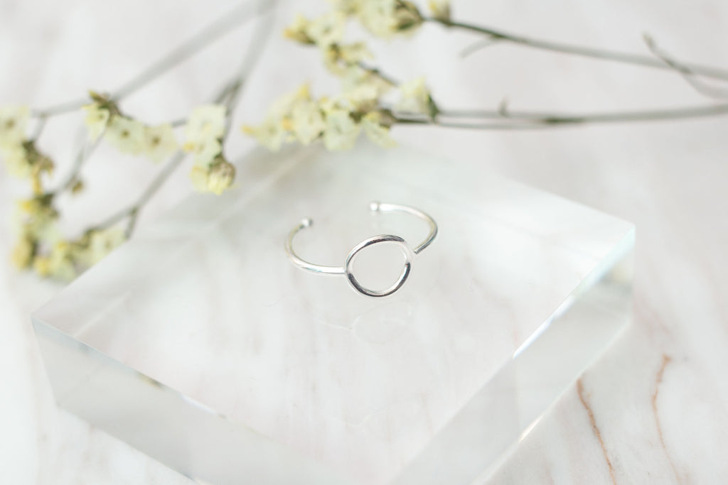 Silver Oval Geometric Ring (Free size) / RN8016