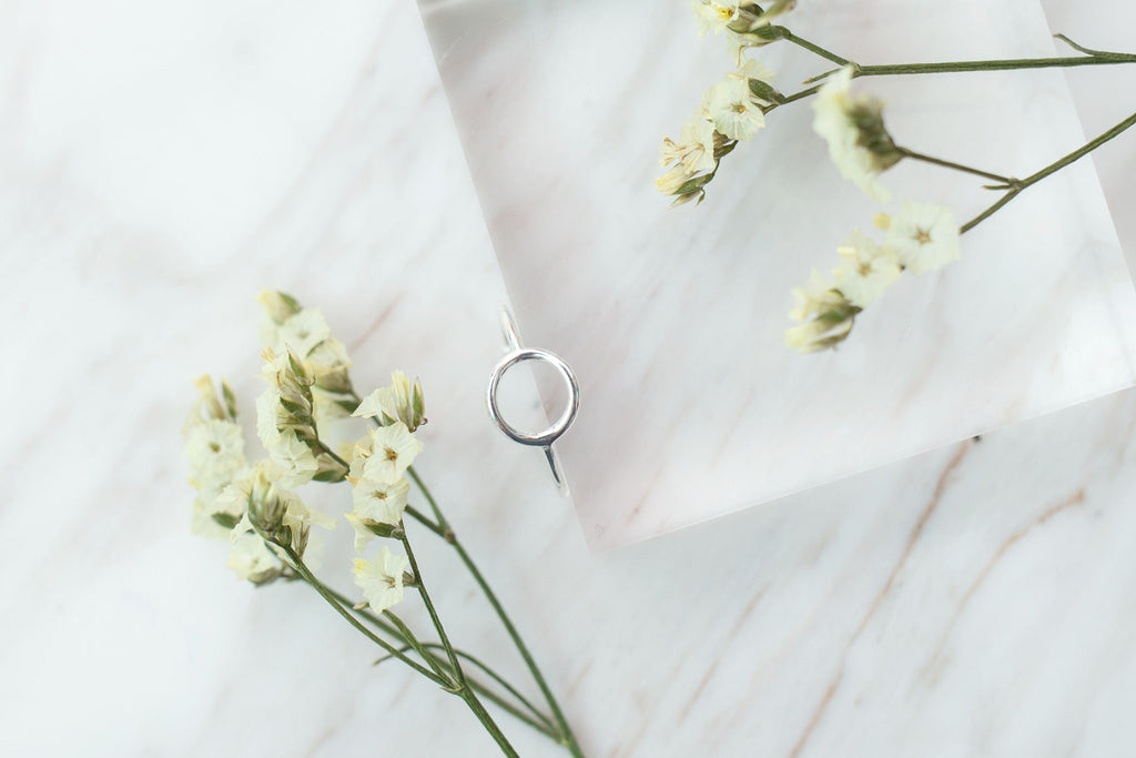 Silver Oval Geometric Ring (Free size) / RN8016