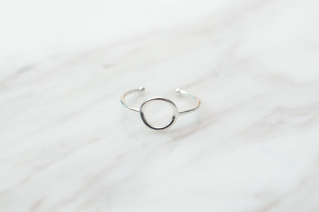 Silver Oval Geometric Ring (Free size) / RN8016
