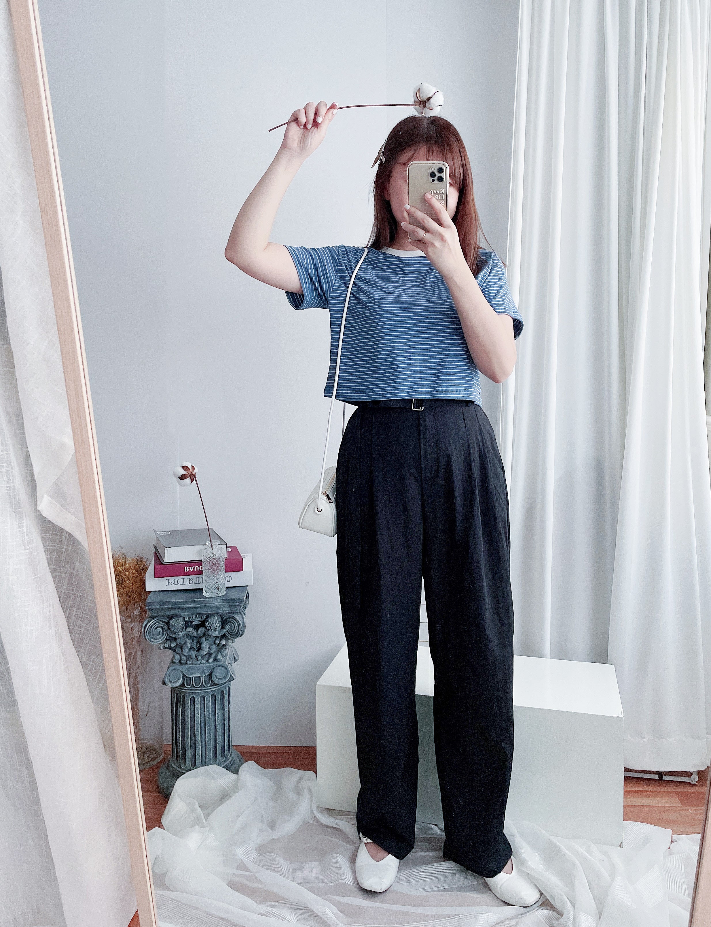 Square Belt 方形腰帶超闊褲管蘿蔔褲, Carrot Pants/ PT8344