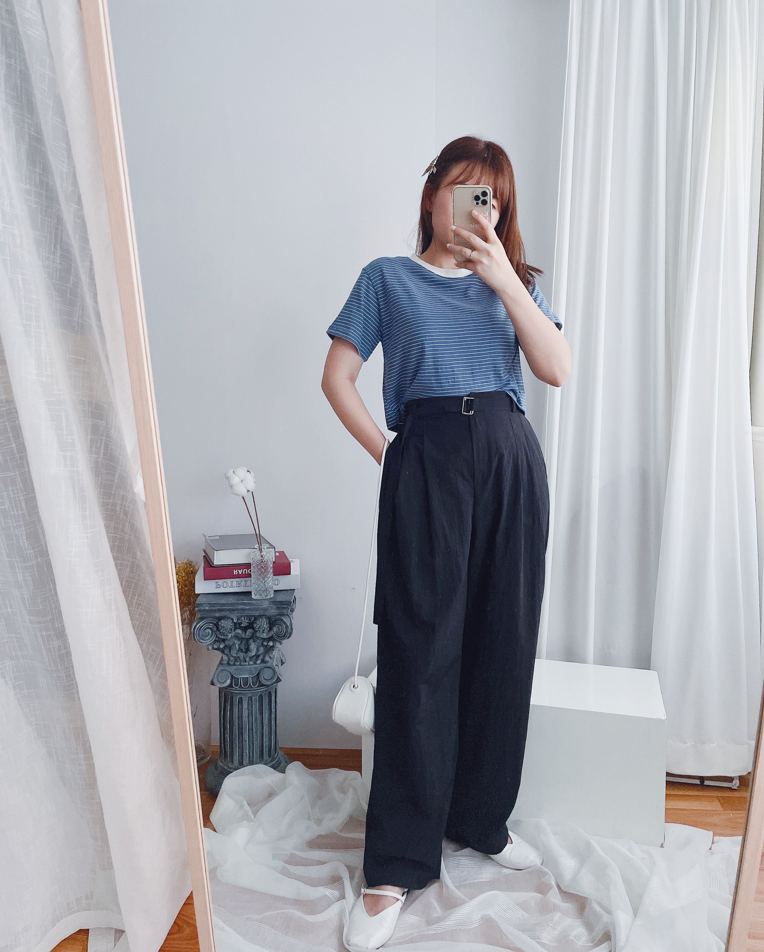 Square Belt 方形腰帶超闊褲管蘿蔔褲, Carrot Pants/ PT8344