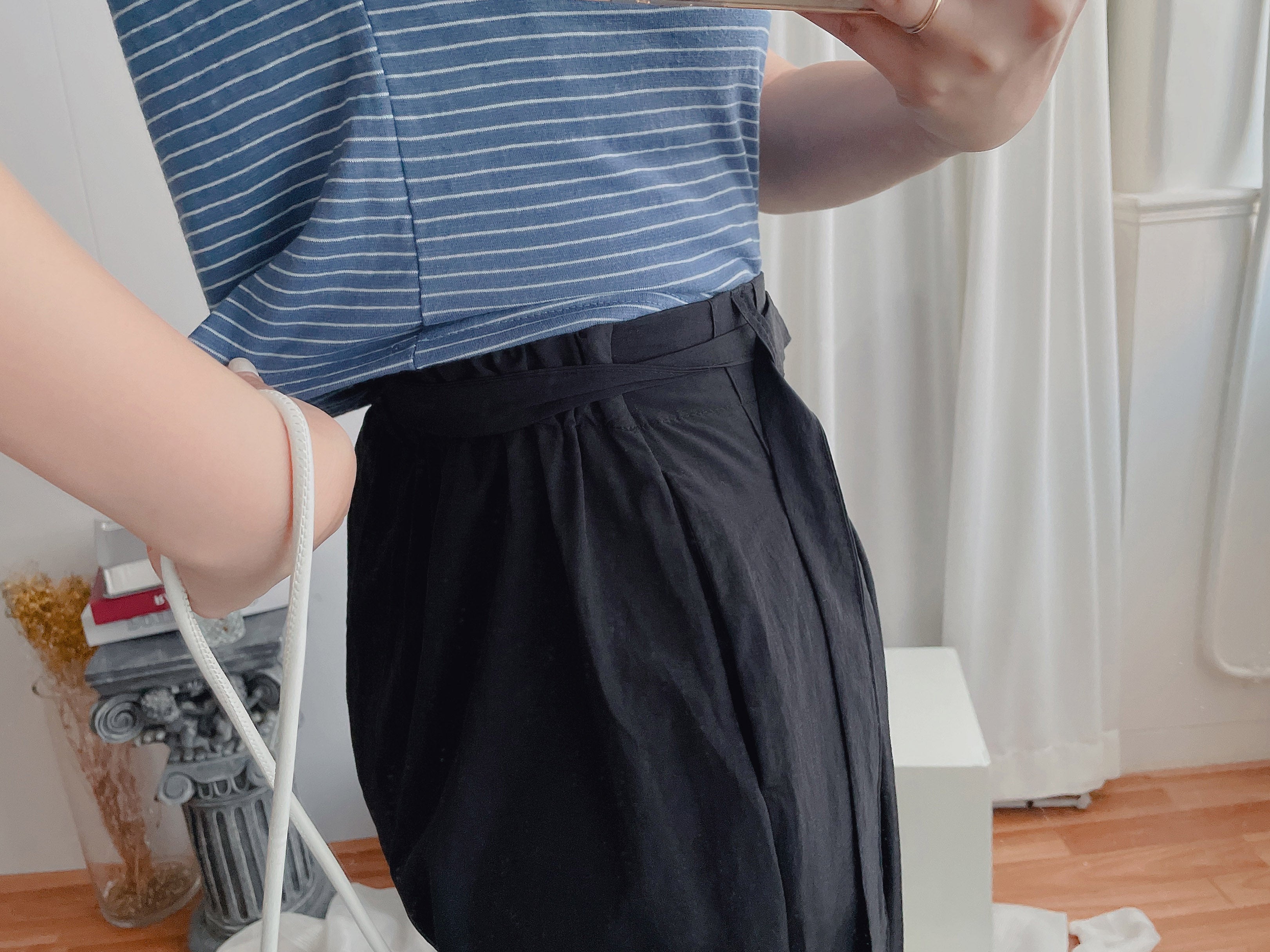 Square Belt 方形腰帶超闊褲管蘿蔔褲, Carrot Pants/ PT8344