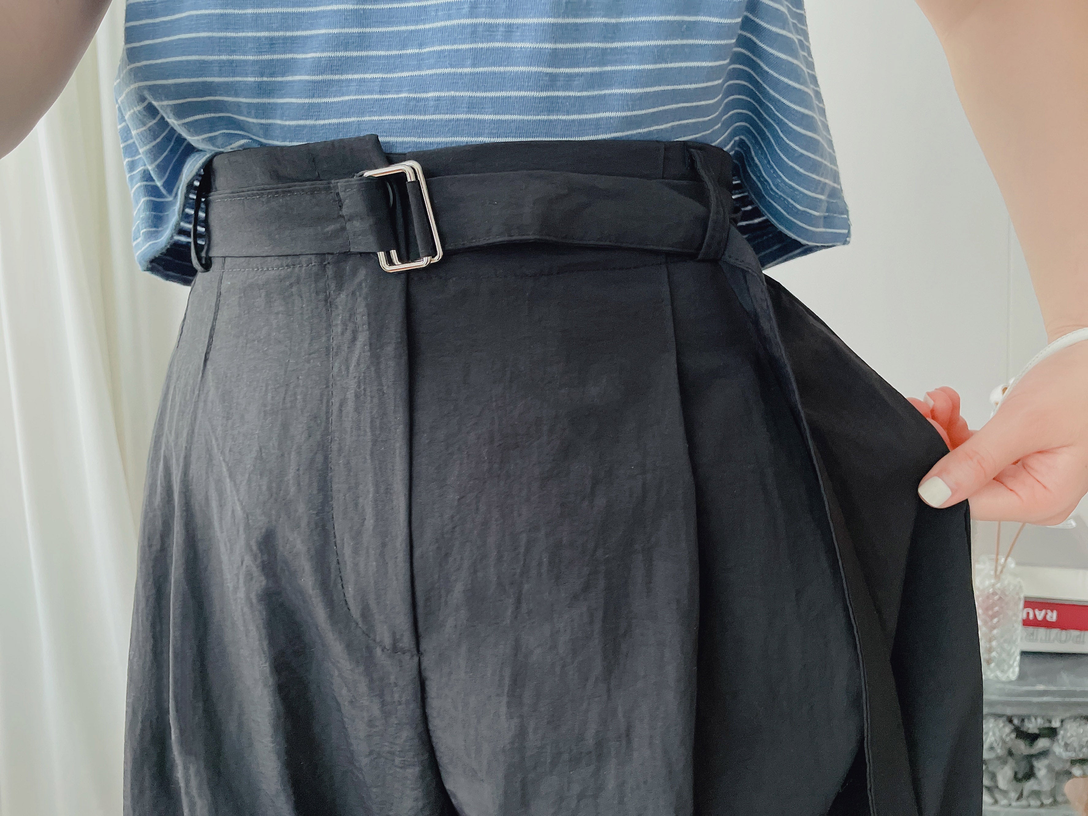 Square Belt 方形腰帶超闊褲管蘿蔔褲, Carrot Pants/ PT8344