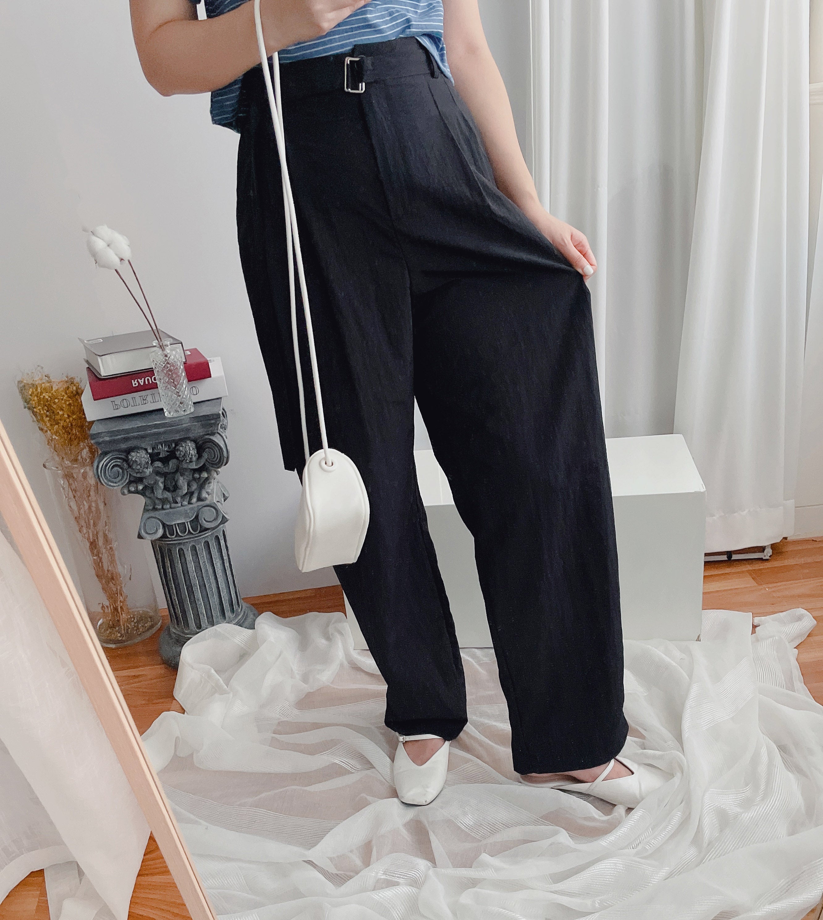 Square Belt 方形腰帶超闊褲管蘿蔔褲, Carrot Pants/ PT8344