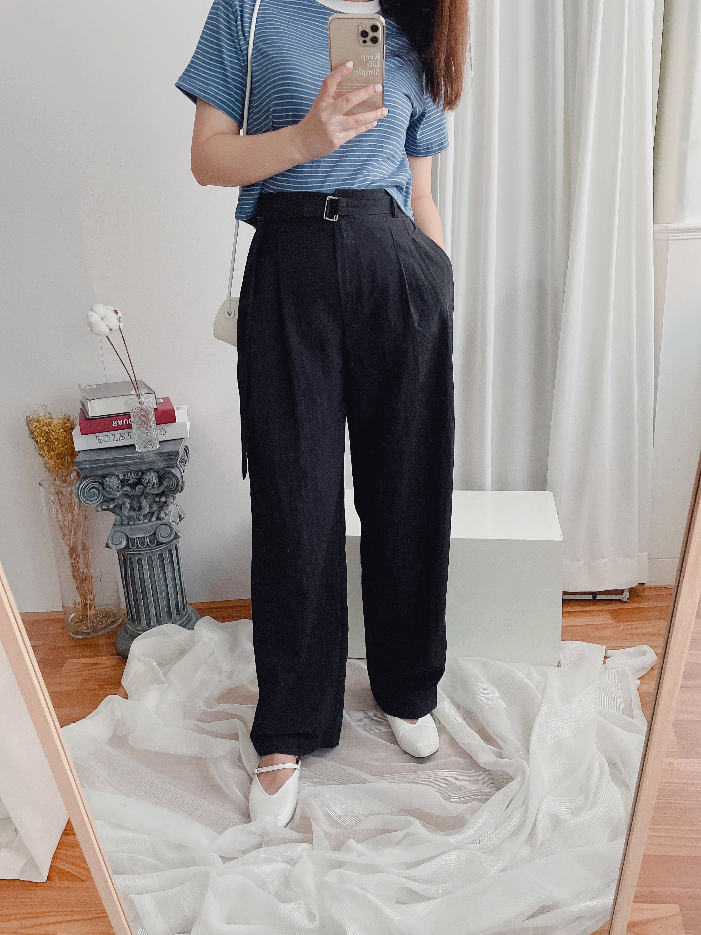 Square Belt 方形腰帶超闊褲管蘿蔔褲, Carrot Pants/ PT8344