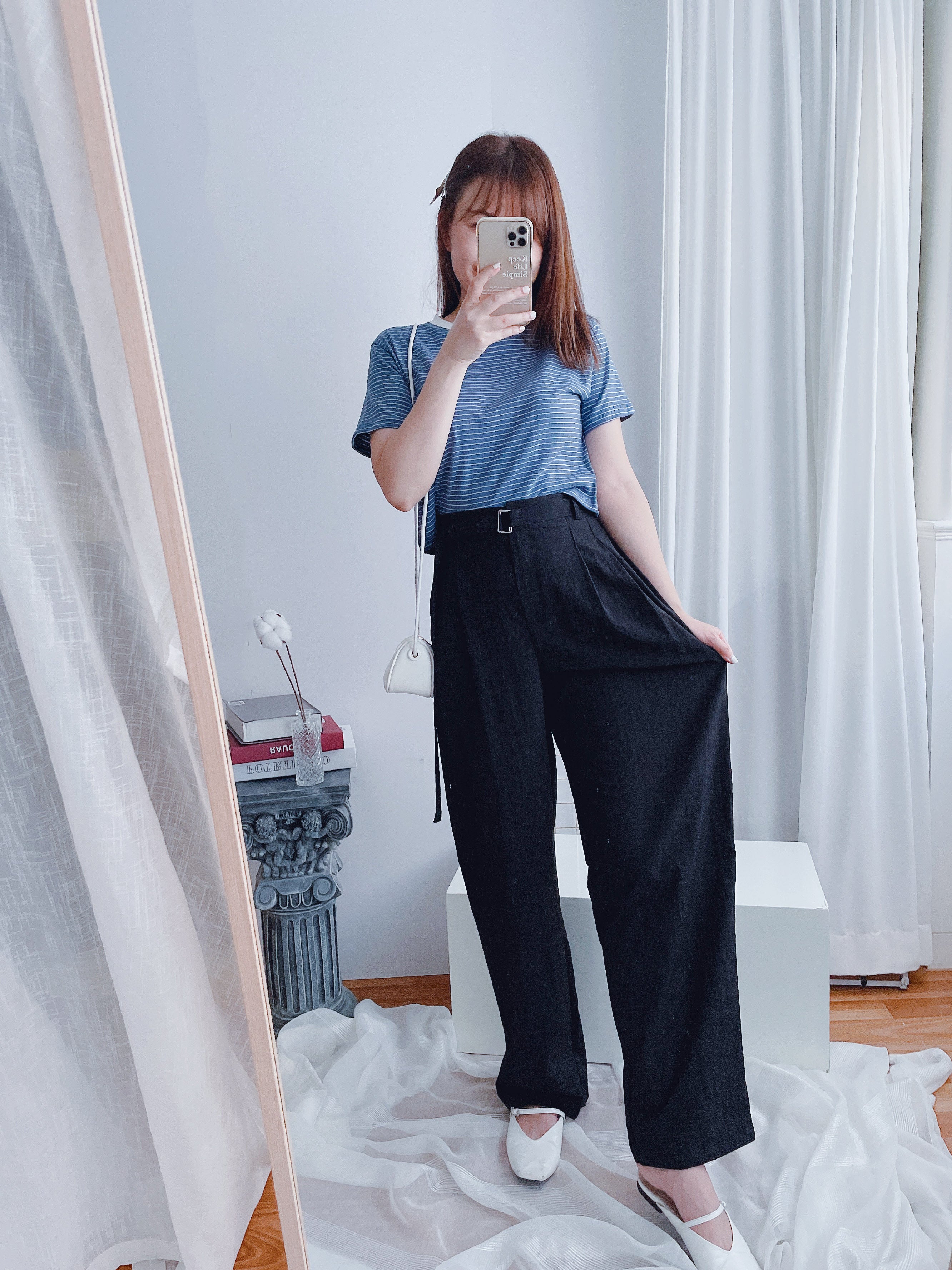 Square Belt 方形腰帶超闊褲管蘿蔔褲, Carrot Pants/ PT8344