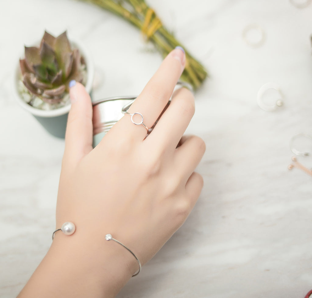 Silver Oval Geometric Ring (Free size) / RN8016