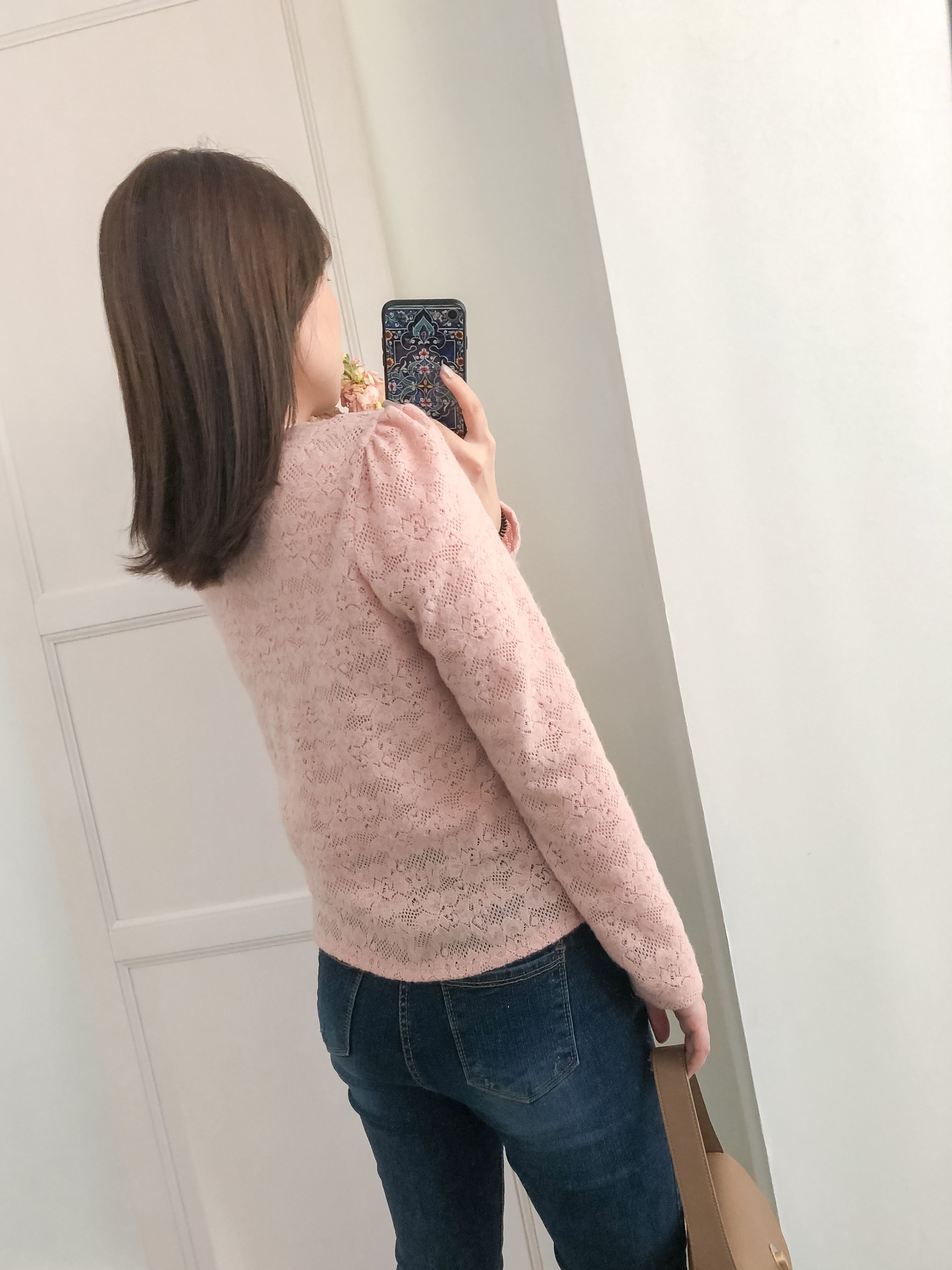 Romance Lace 粉色微彈幼細雕花邊蕾絲紋, Blouse or Outer/ BU8614
