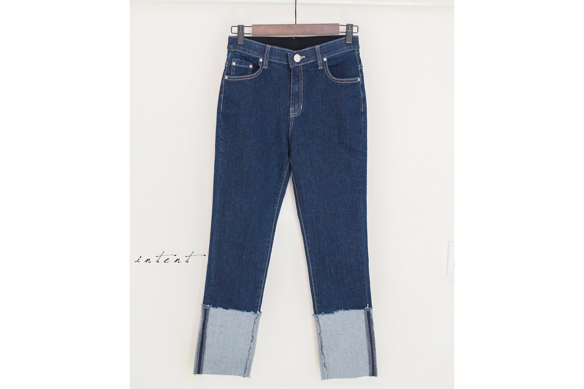 Elastic folded end jeans/ PT8077