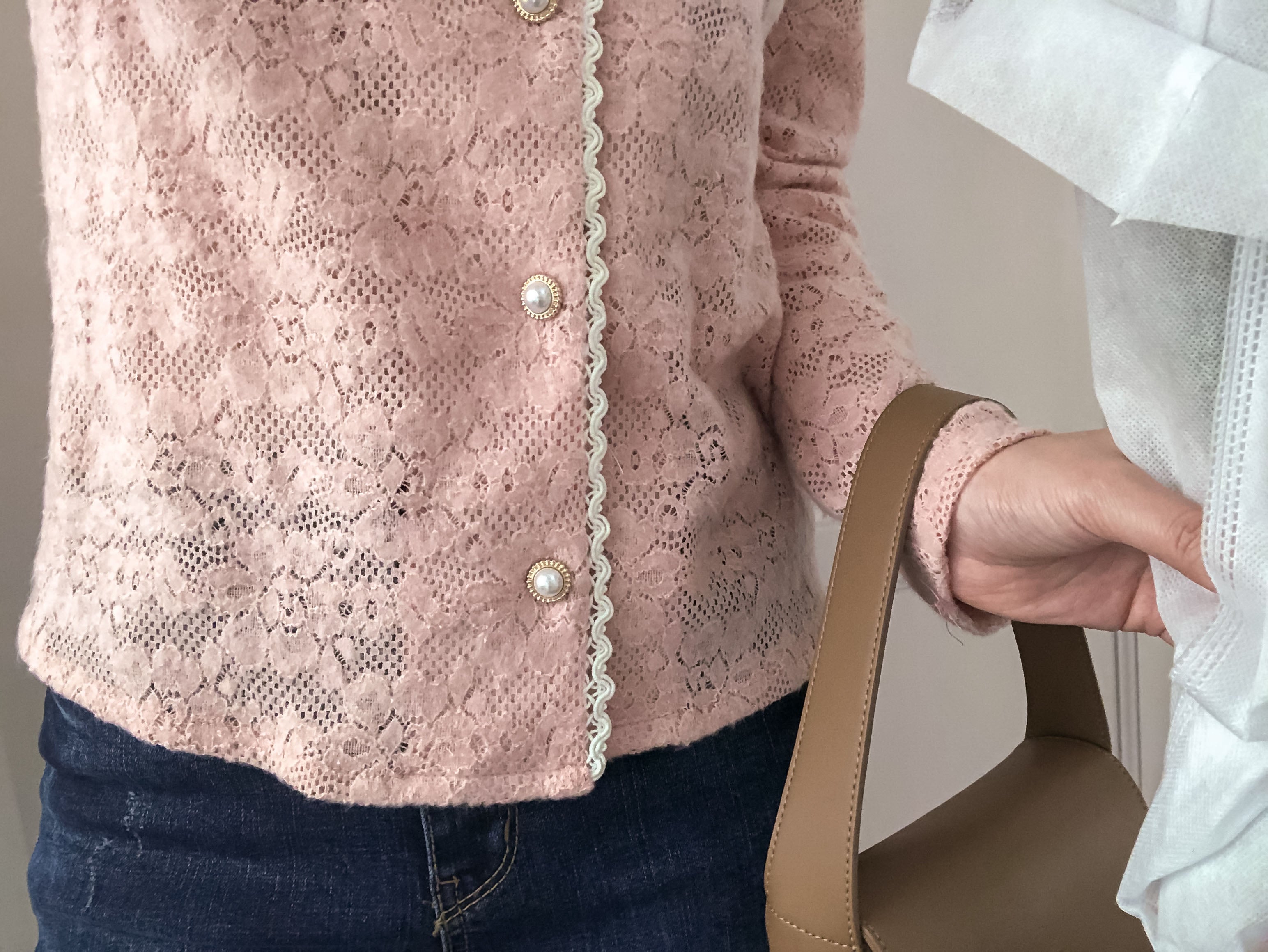 Romance Lace 粉色微彈幼細雕花邊蕾絲紋, Blouse or Outer/ BU8614