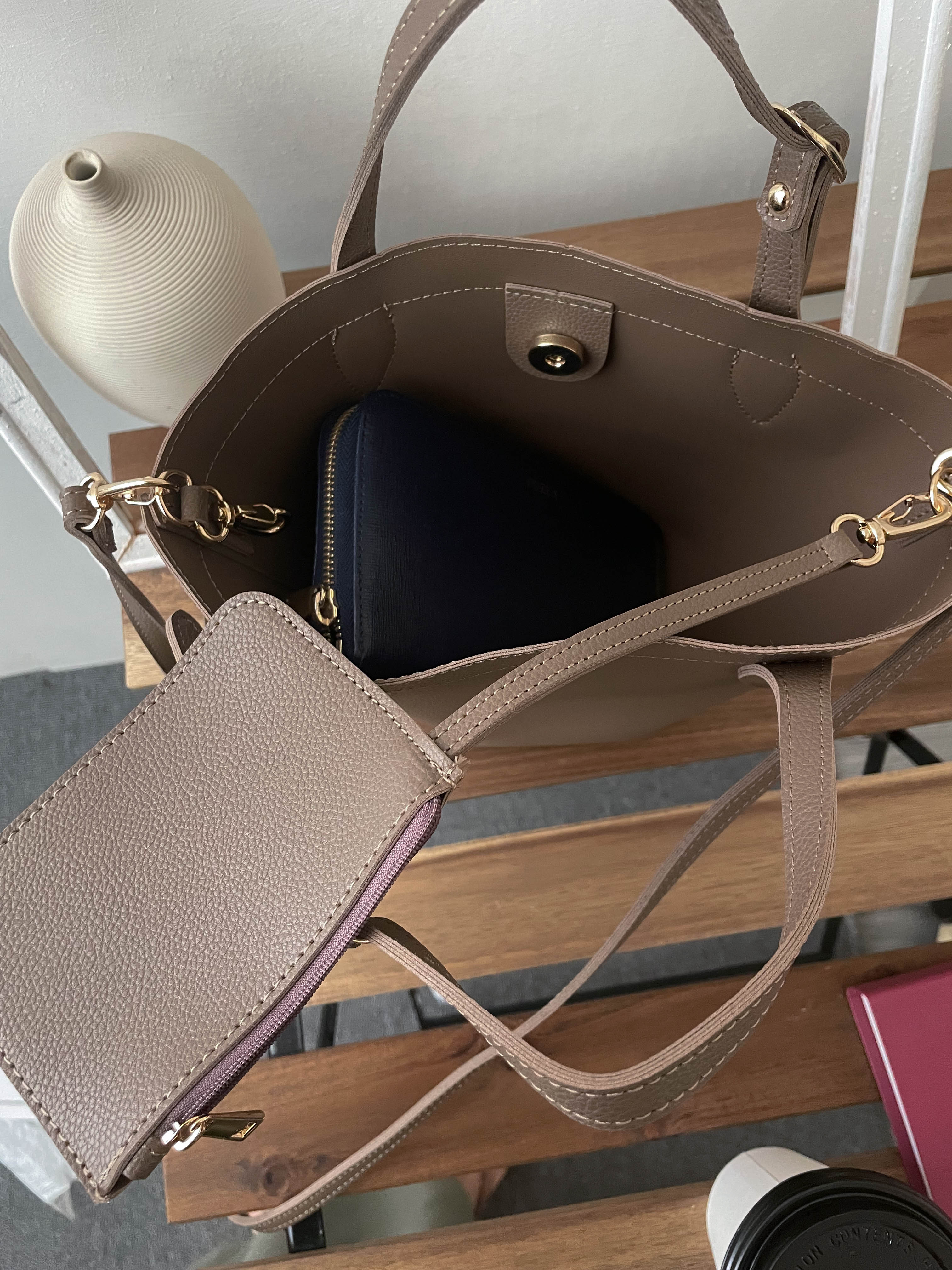 杏啡色金釦皮感袋, Bag (現貨袋款) / BG8078