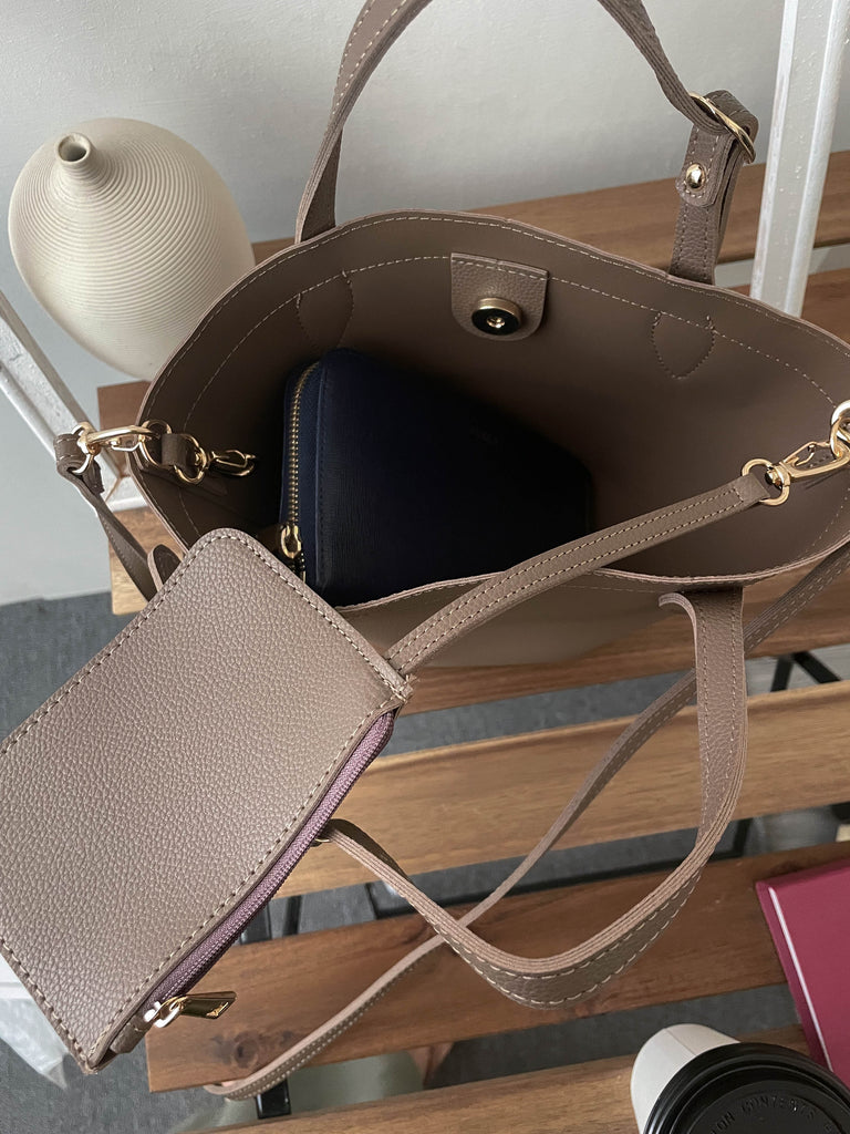 杏啡色金釦皮感袋, Bag (現貨袋款) / BG8078