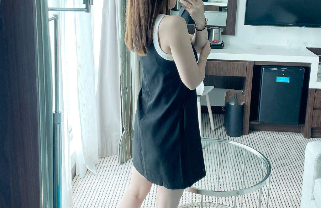 Classic Halter 雙色顯瘦入膊隱形口袋, Dress/ DS9105