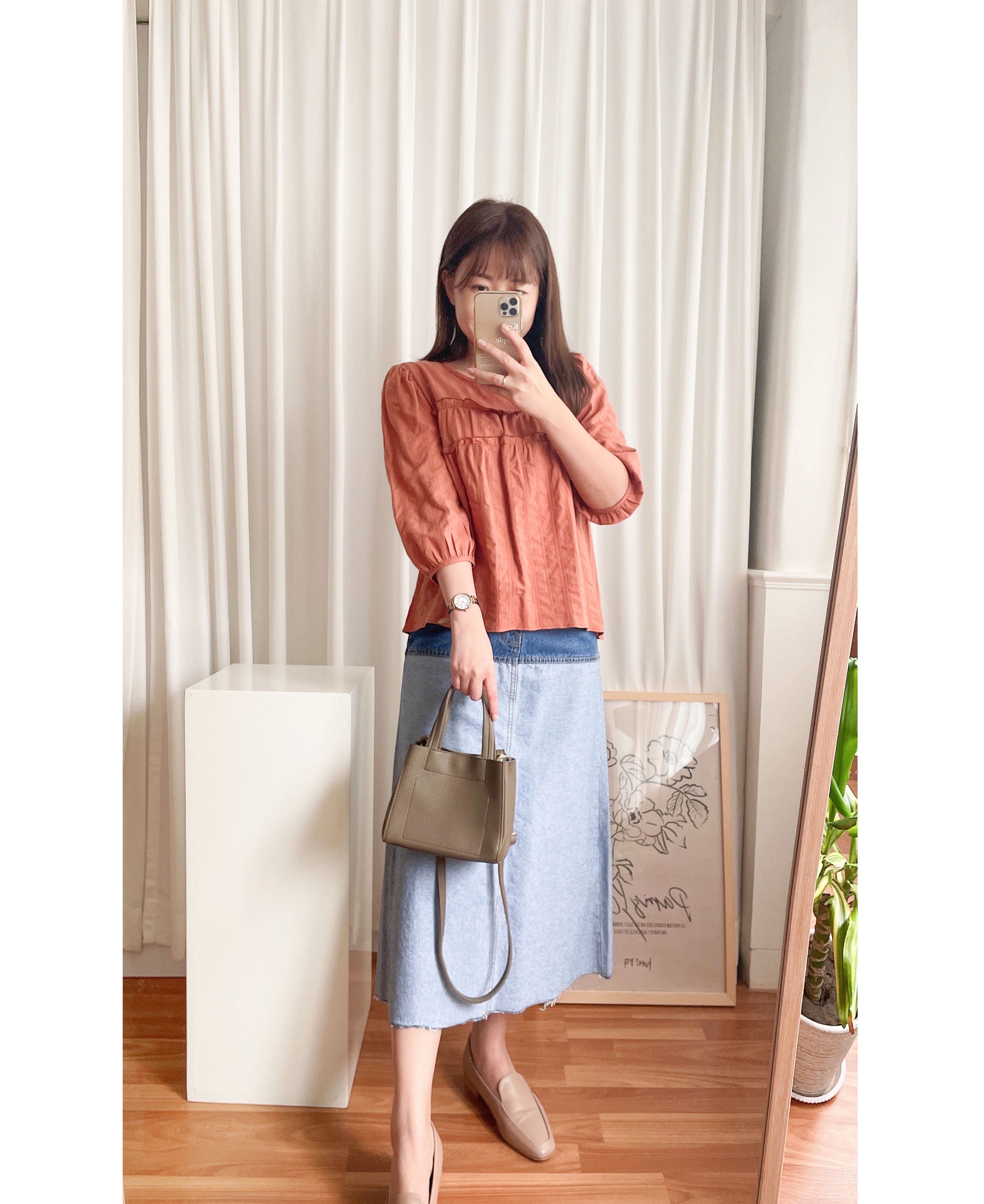 Border 雙色設計後開叉牛仔裙, Skirt/ SK8637