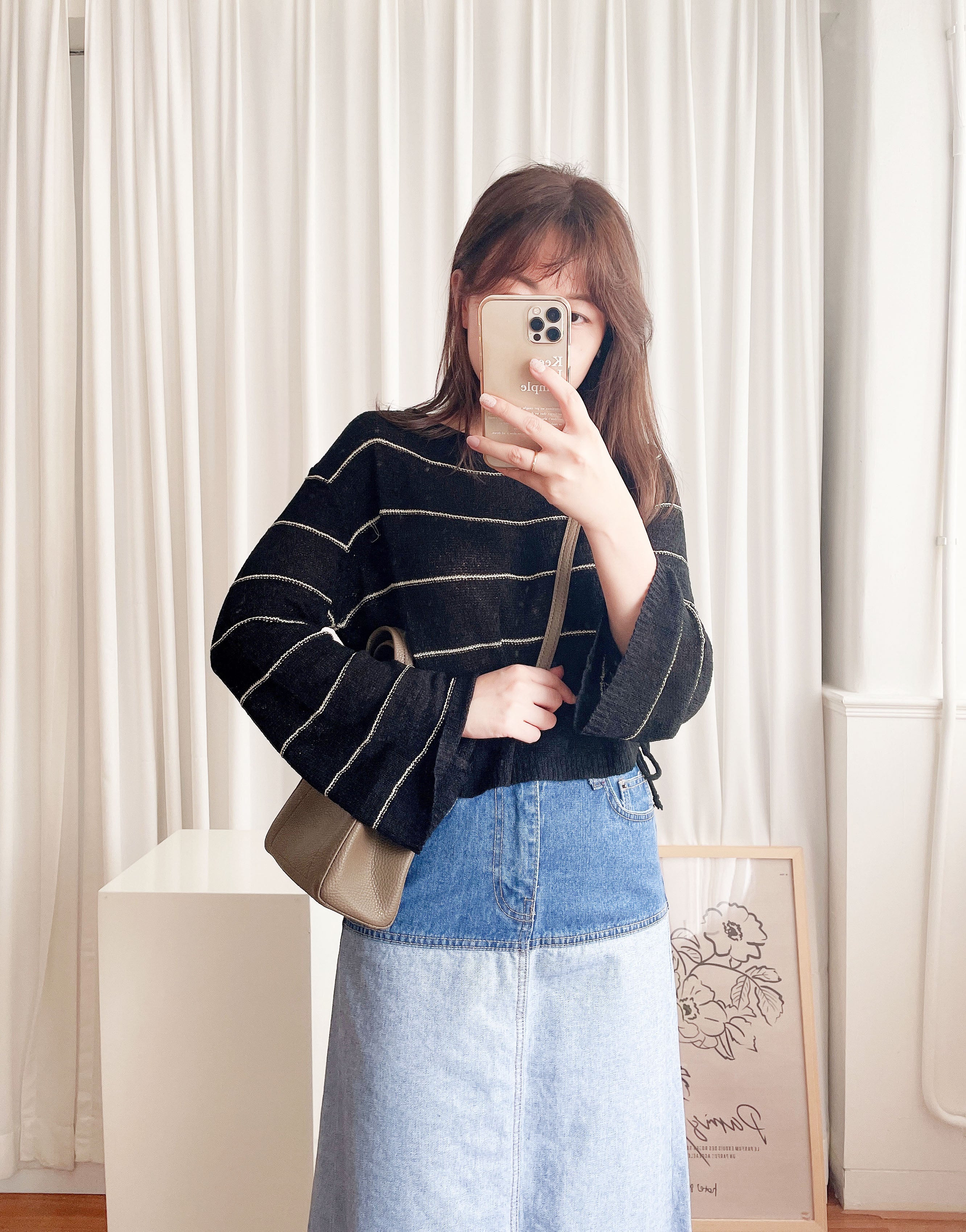 Border 雙色設計後開叉牛仔裙, Skirt/ SK8637