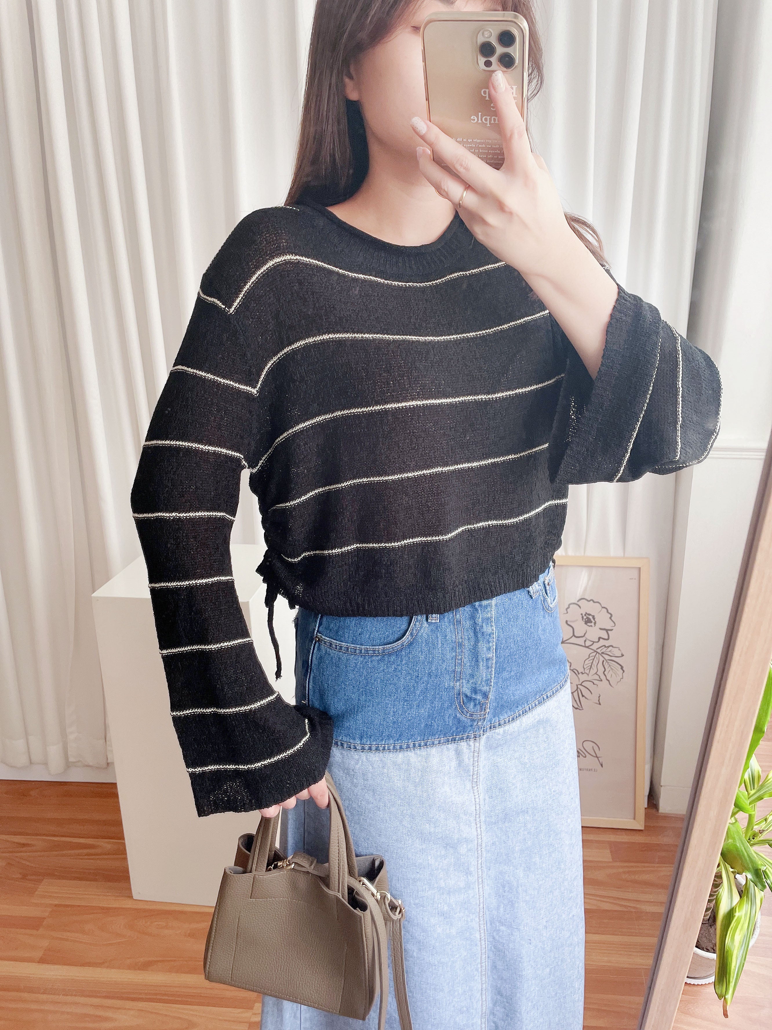Border 雙色設計後開叉牛仔裙, Skirt/ SK8637