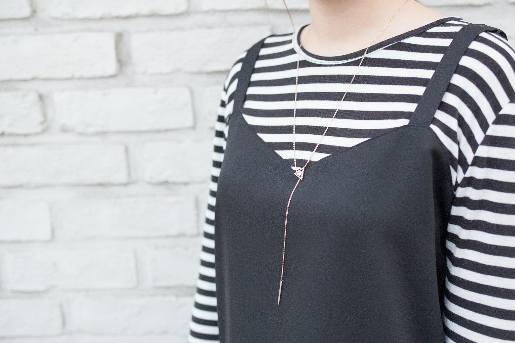 Triangle heart Long Bar Necklace / NL8076