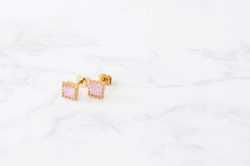 Romantic Cube earrings & necklace set/ ASE8016