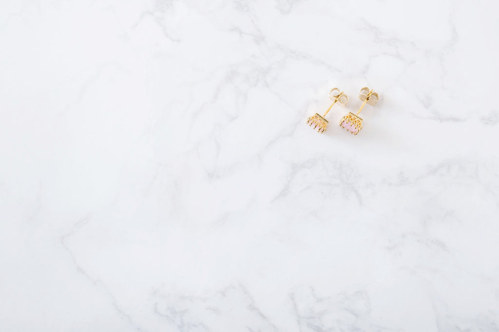 Romantic Cube earrings & necklace set/ ASE8016