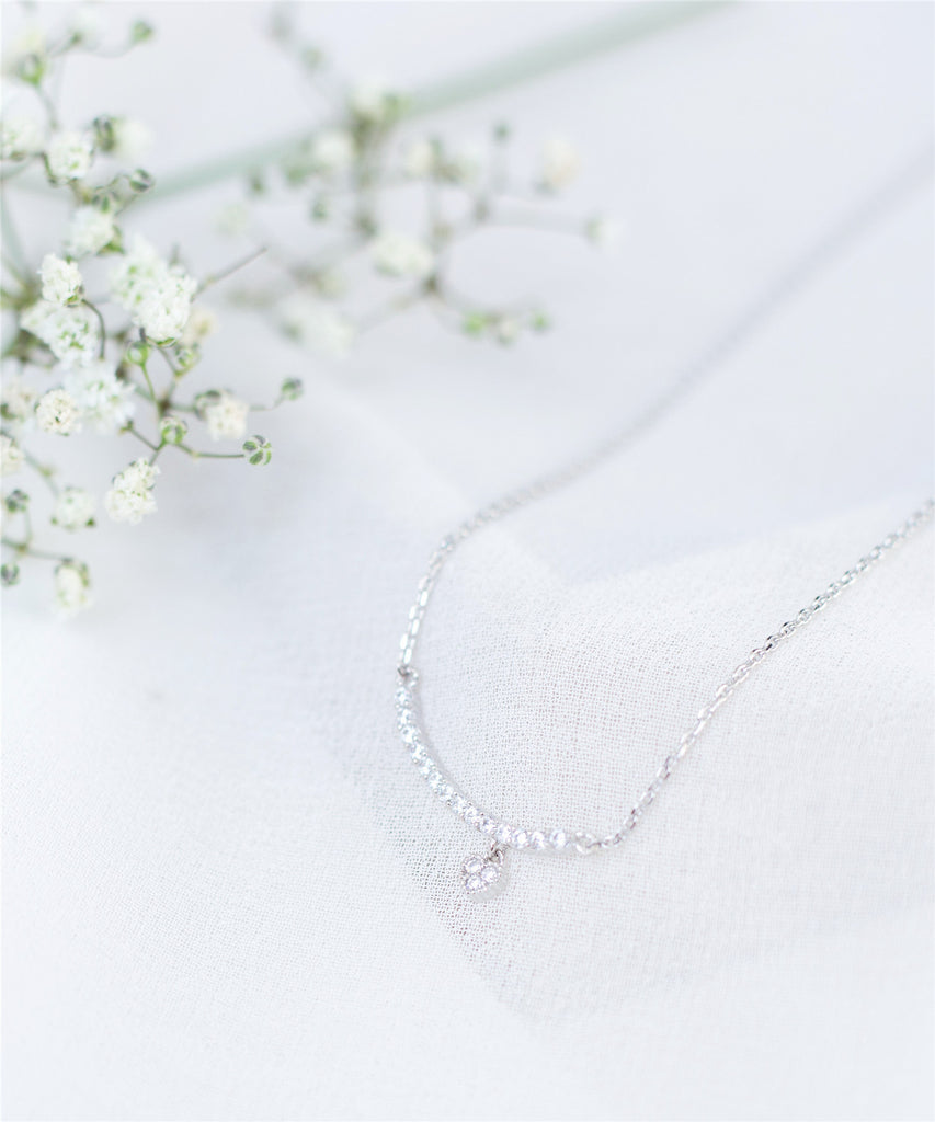 Crystal Drop Glitter Bar Necklace / NL8017