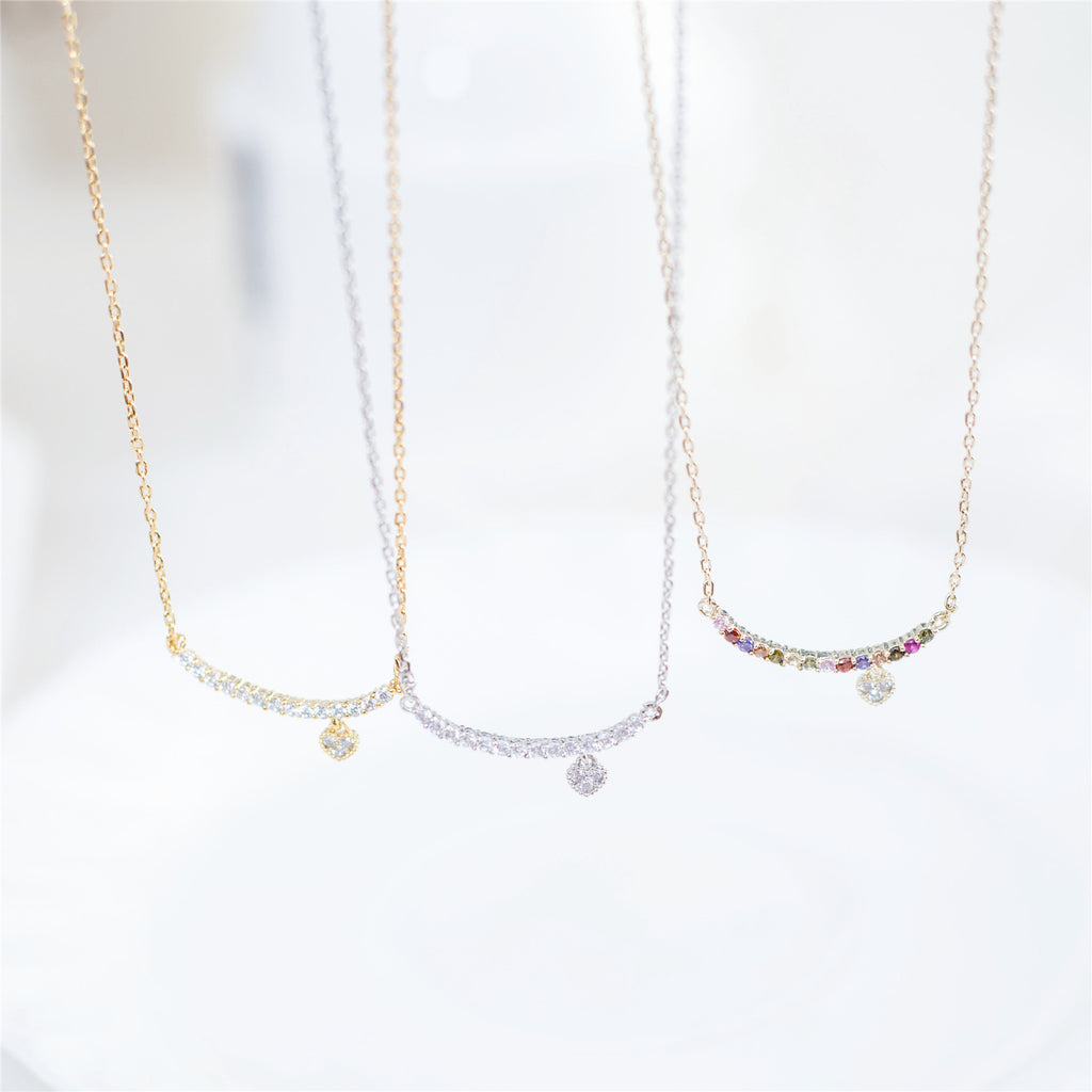 Crystal Drop Glitter Bar Necklace / NL8017