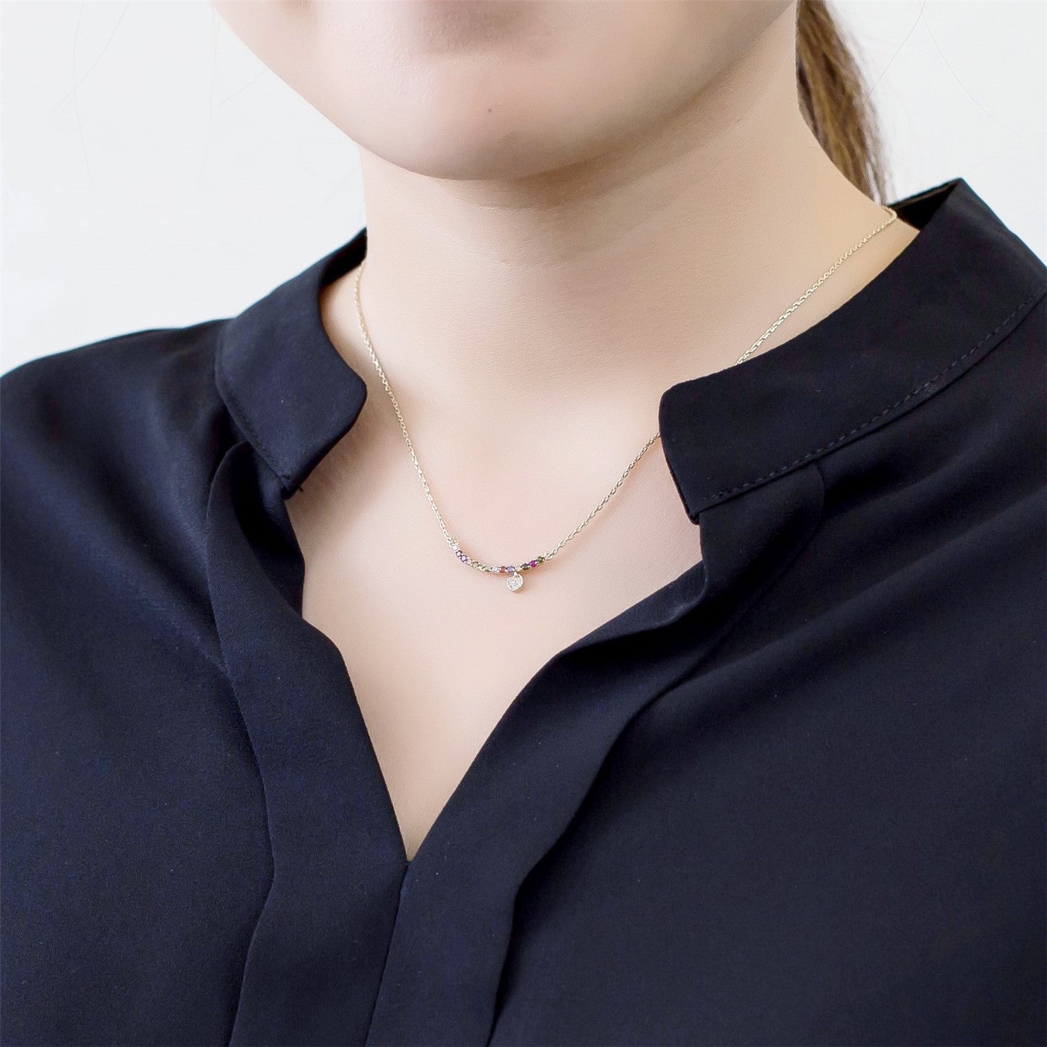 Crystal Drop Glitter Bar Necklace / NL8017