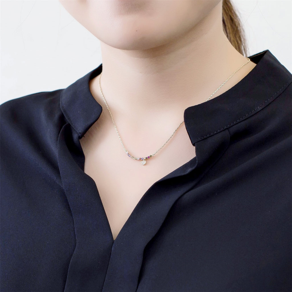 Crystal Drop Glitter Bar Necklace / NL8017