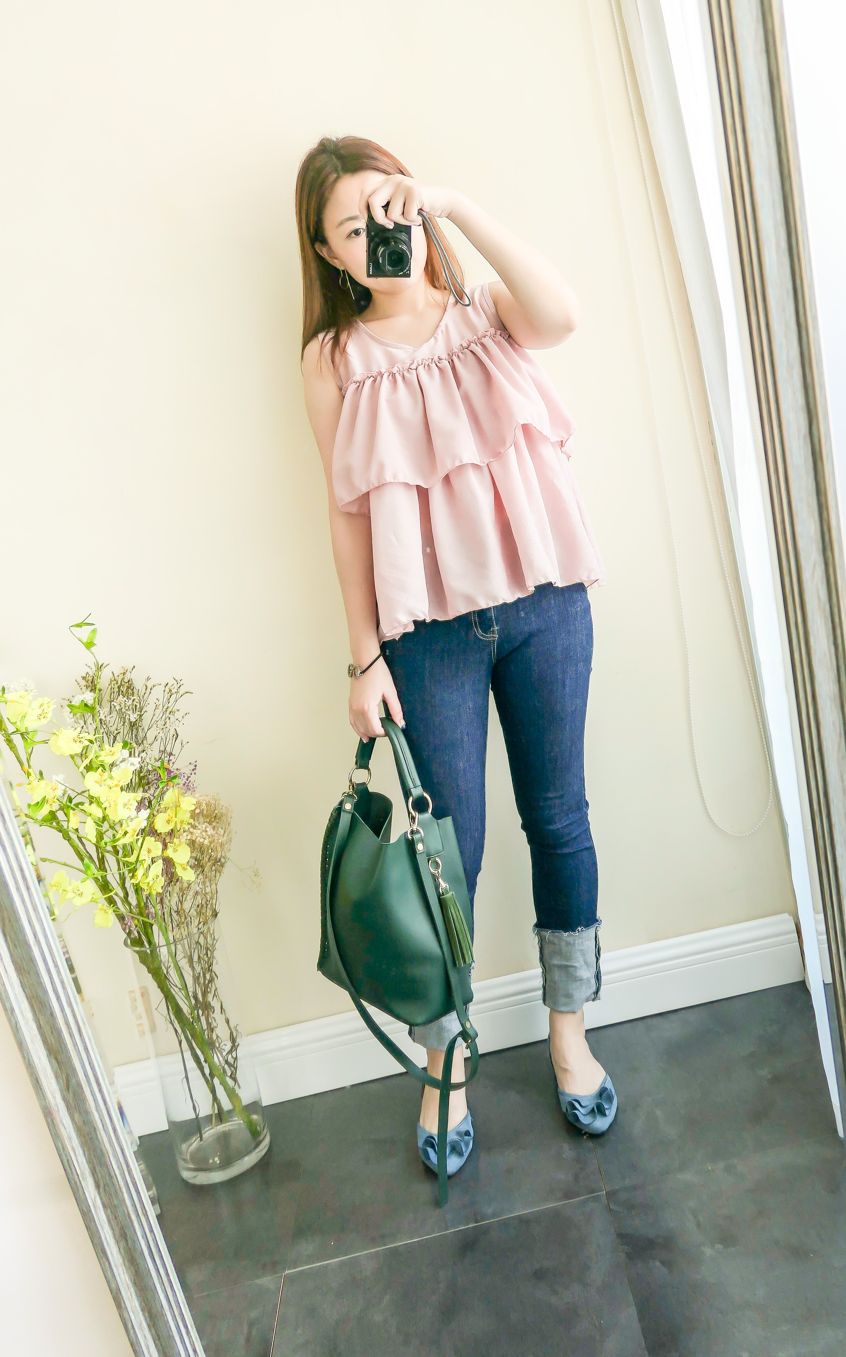Elastic folded end jeans/ PT8077