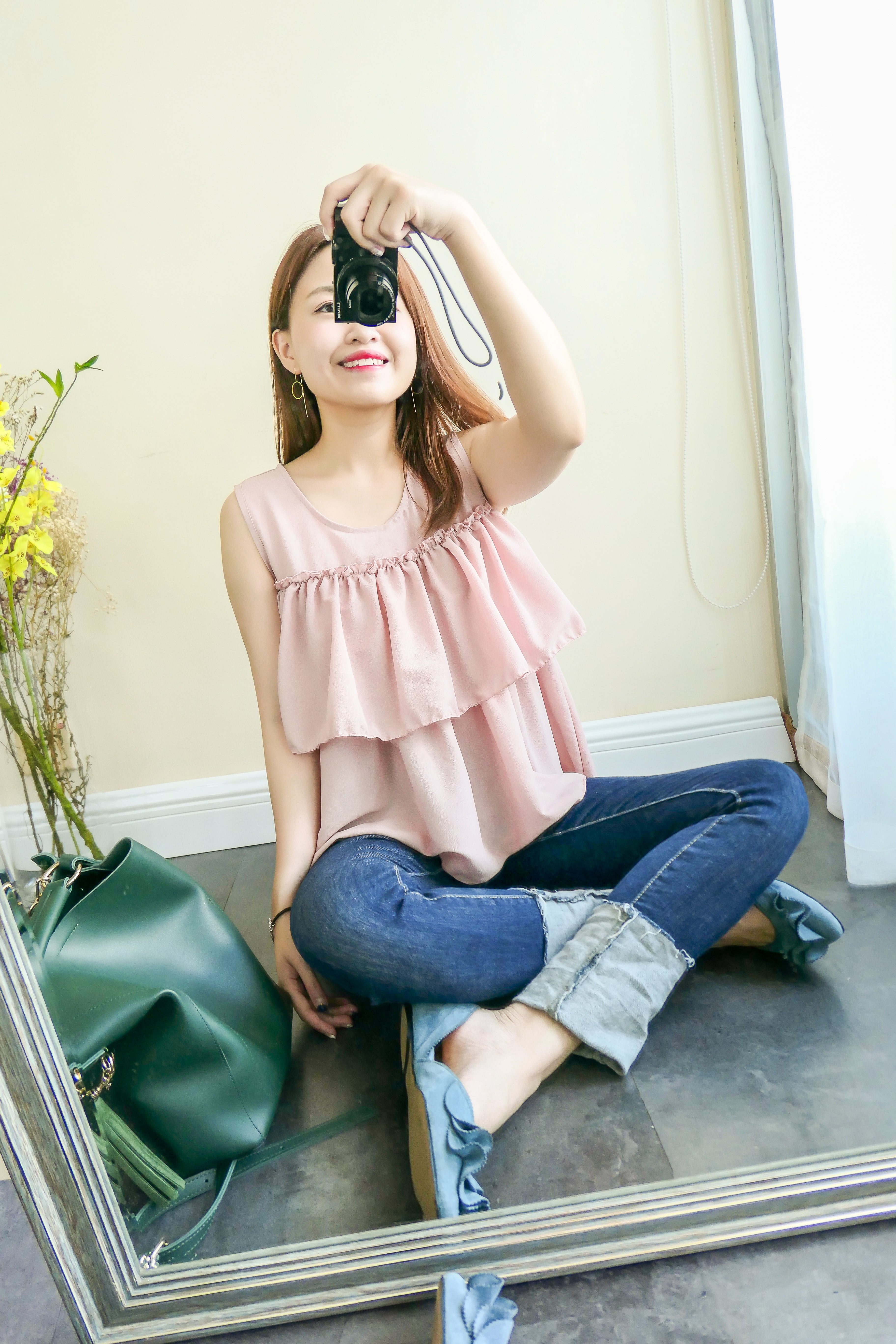 Elastic folded end jeans/ PT8077