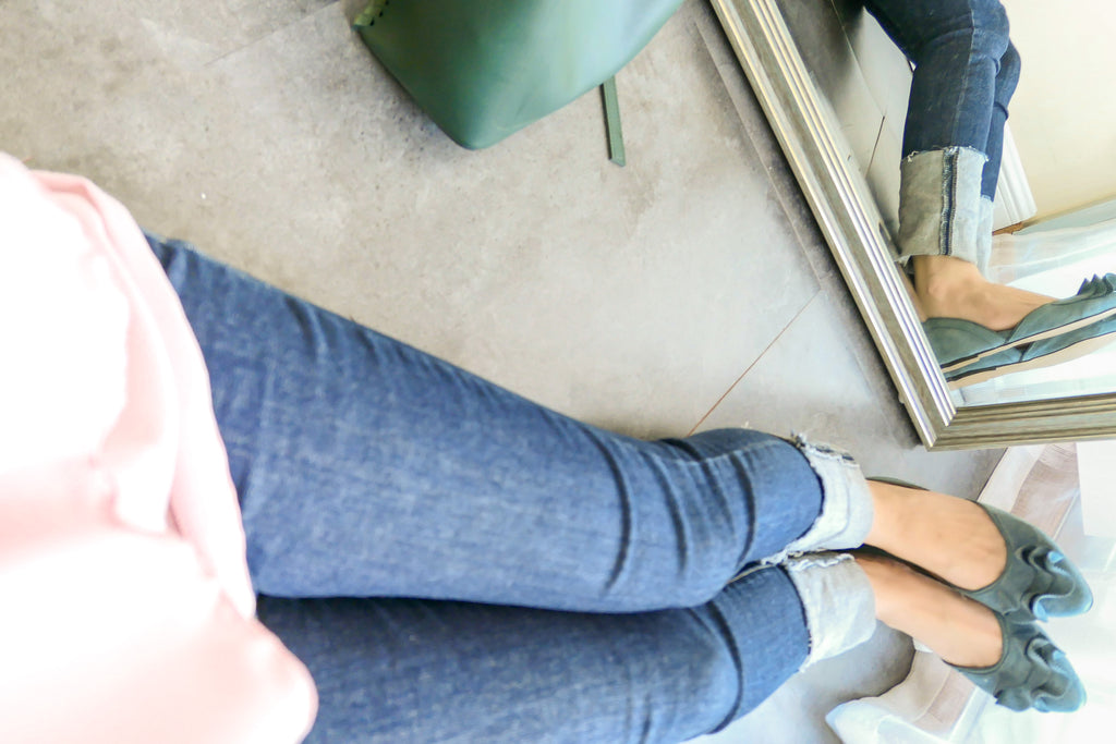 Elastic folded end jeans/ PT8077