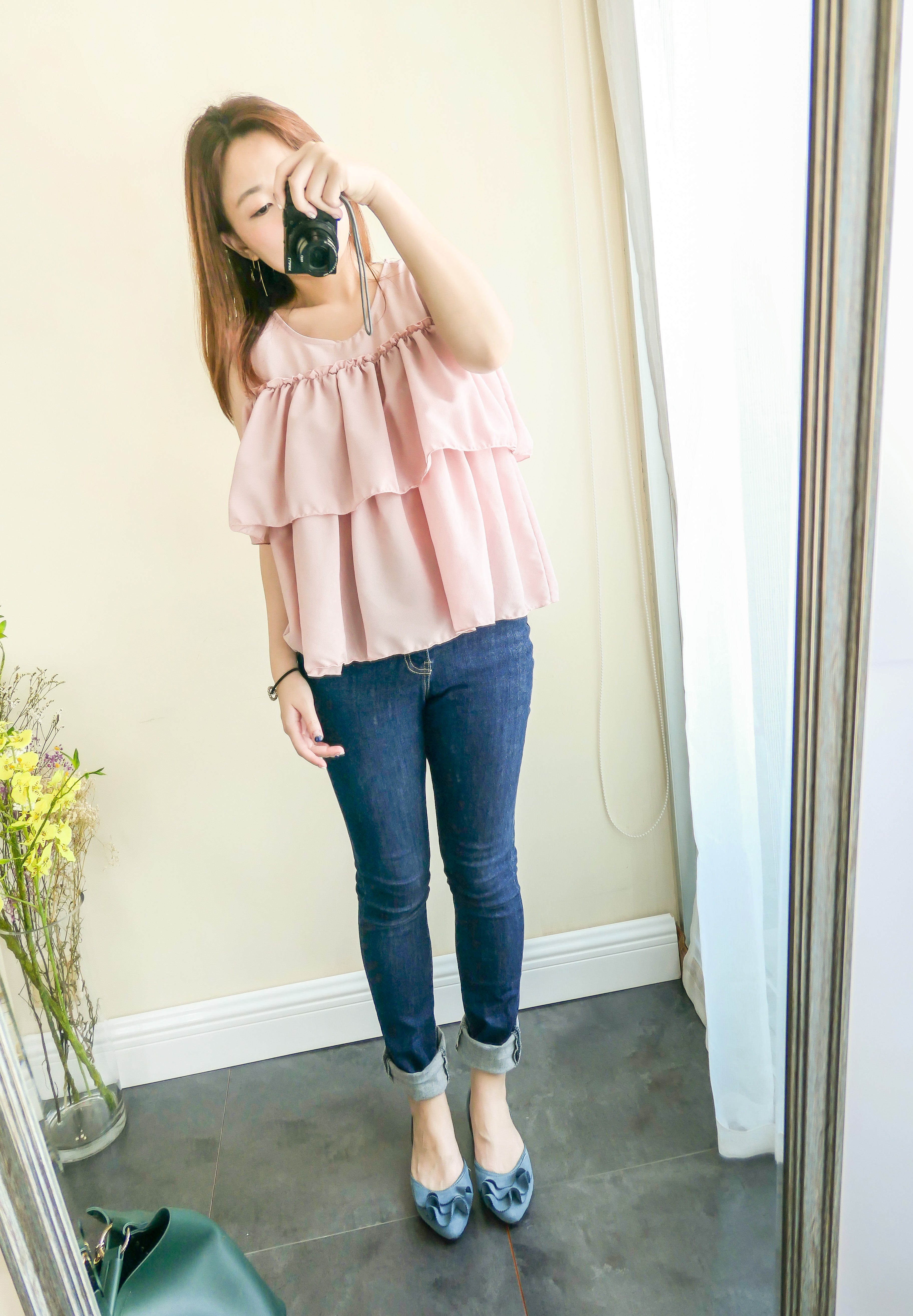 Elastic folded end jeans/ PT8077