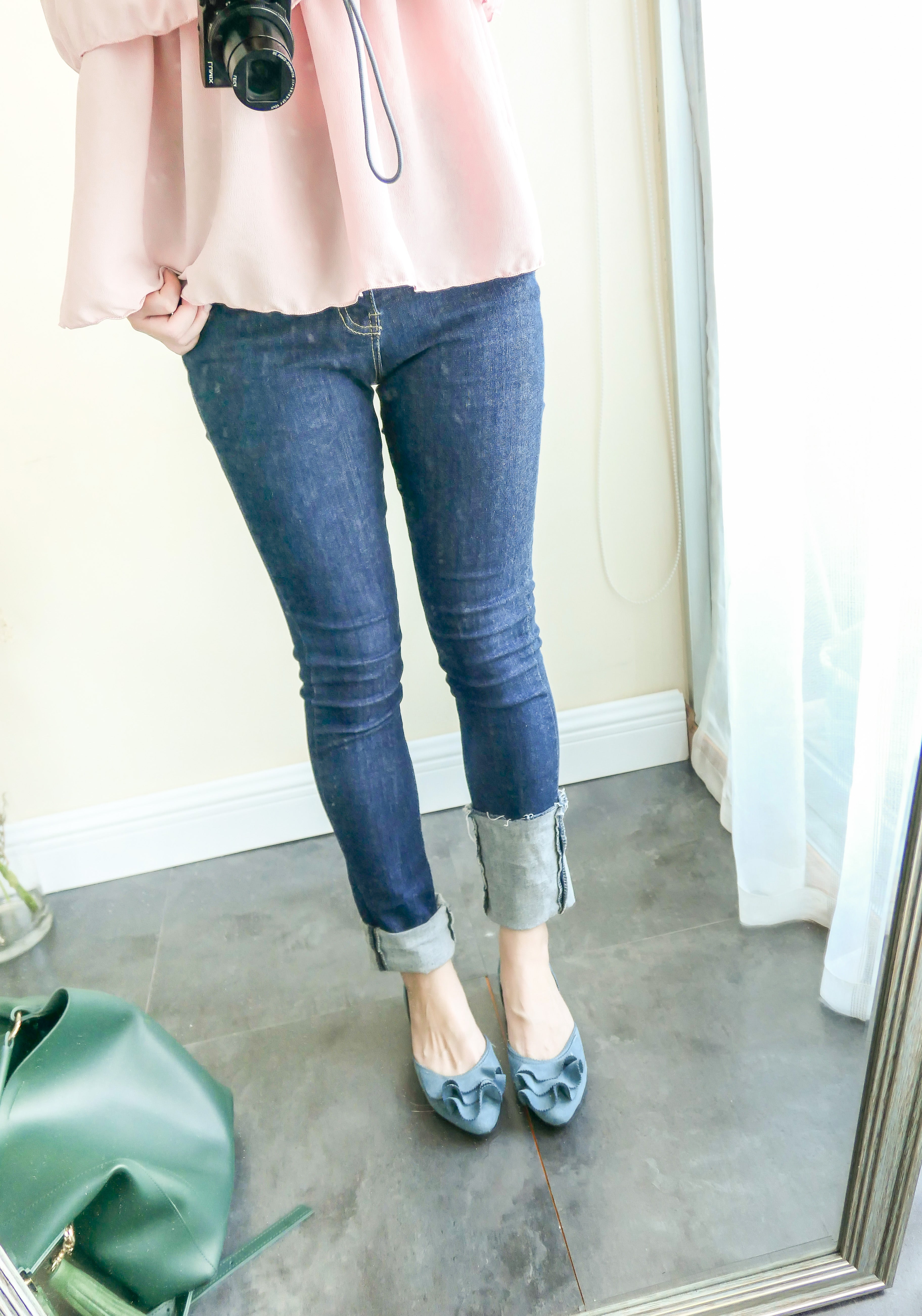 Elastic folded end jeans/ PT8077
